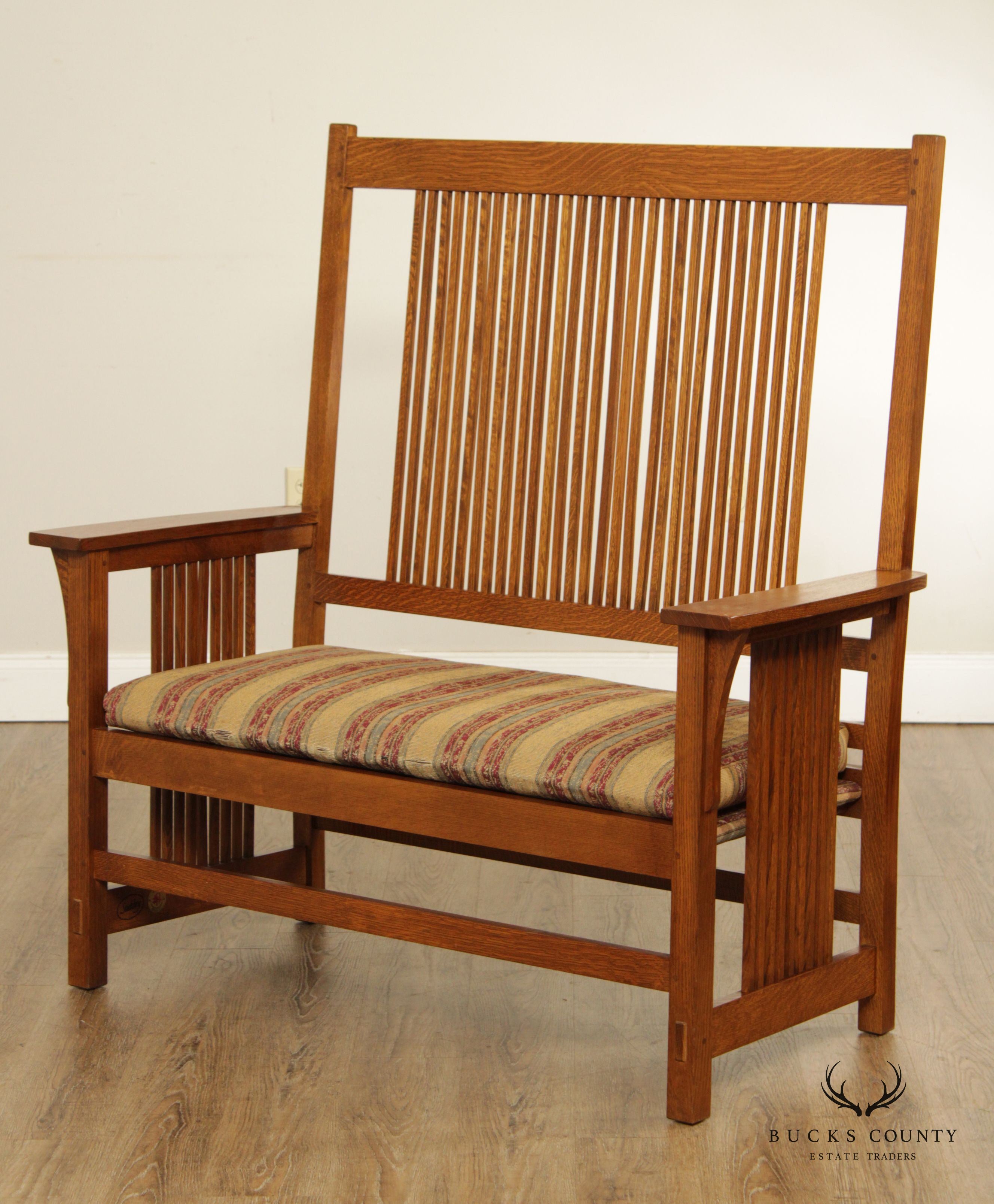 Stickley Mission Collection Oak Spindle Settee