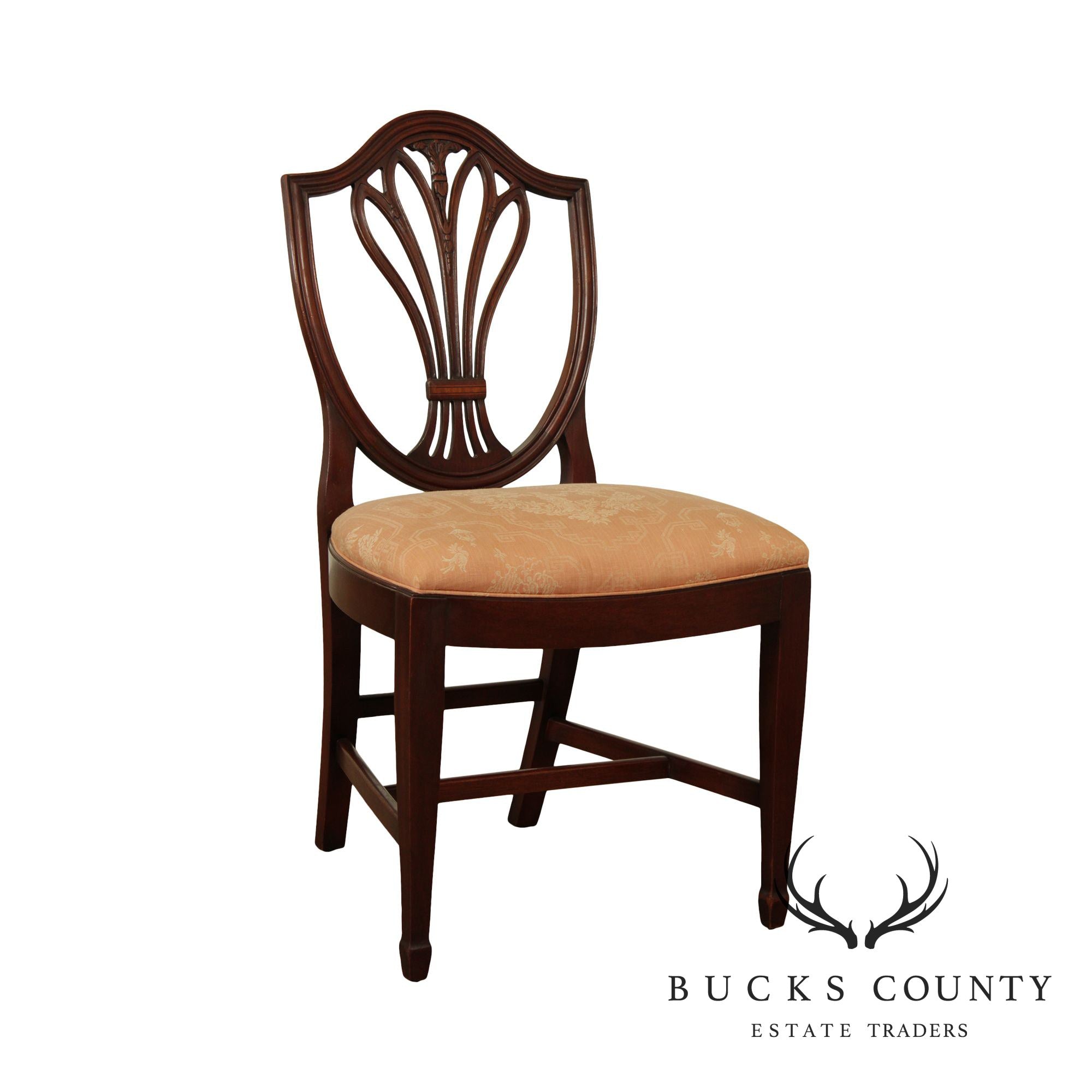 Hepplewhite Style Custom Mahogany Shield Back Side Chair