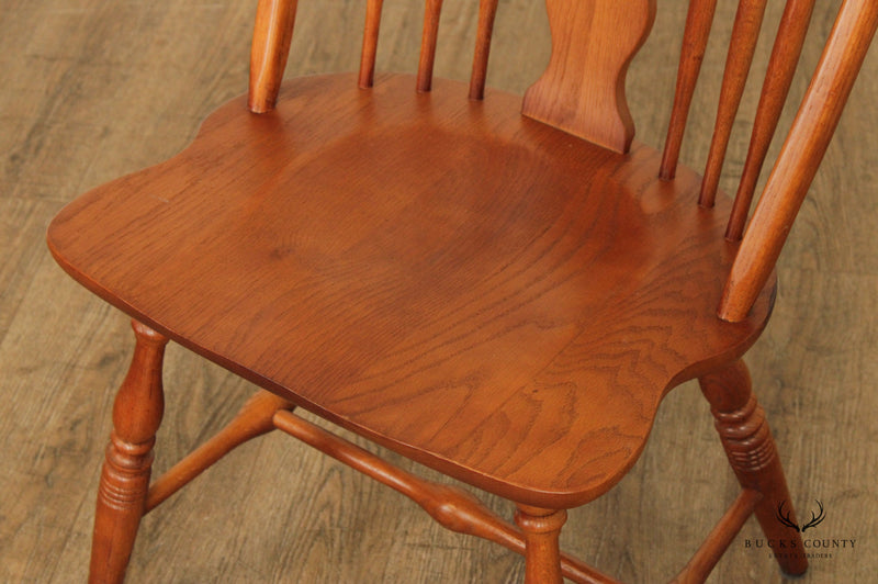 Keller Windsor Style Set Eight Solid Oak Dining Chairs