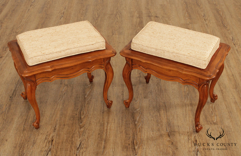 French Louis XV Style Vintage Pair Stools, Side Tables