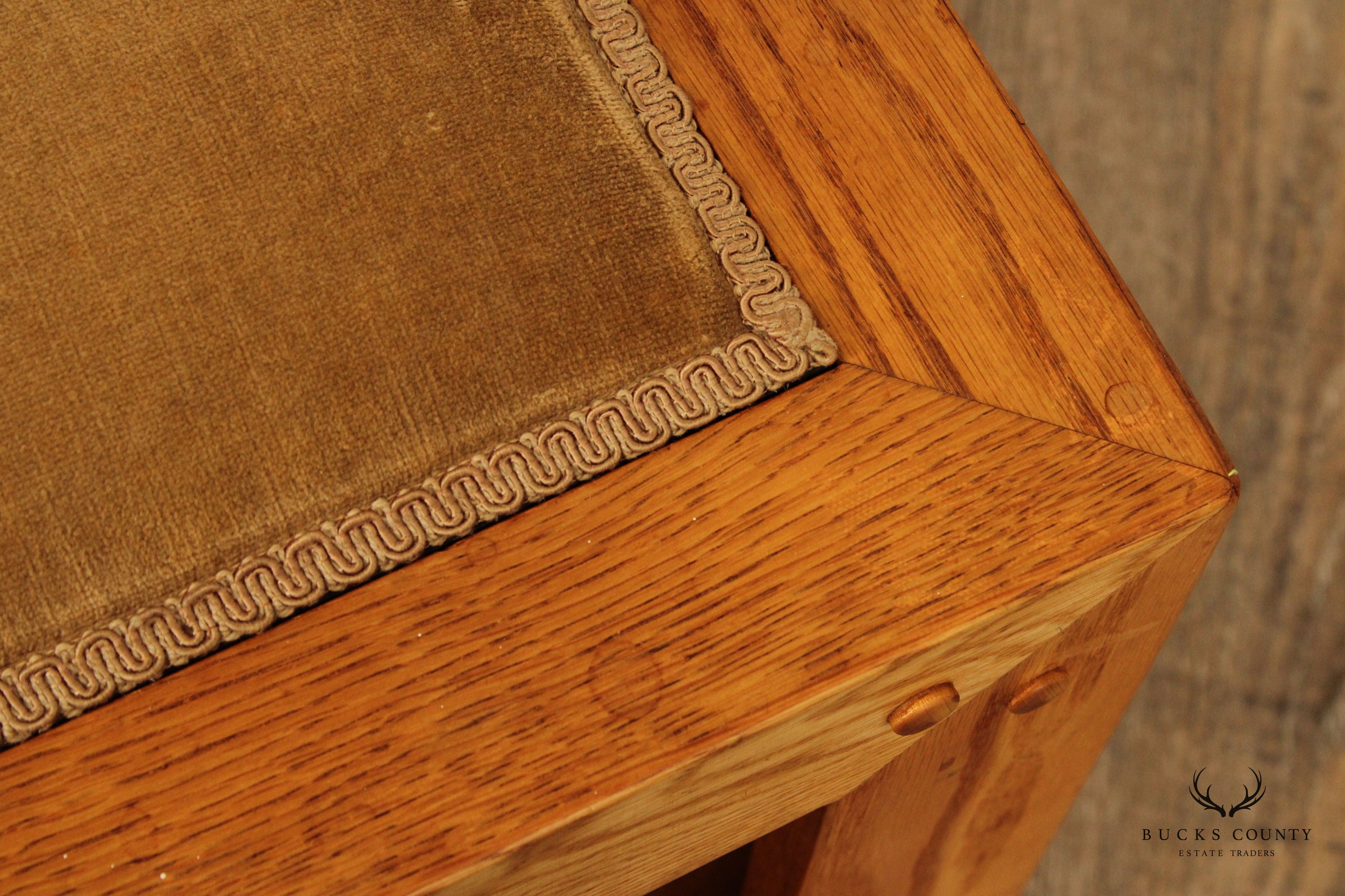 Mid Century Danish Modern Oak Cube Stool