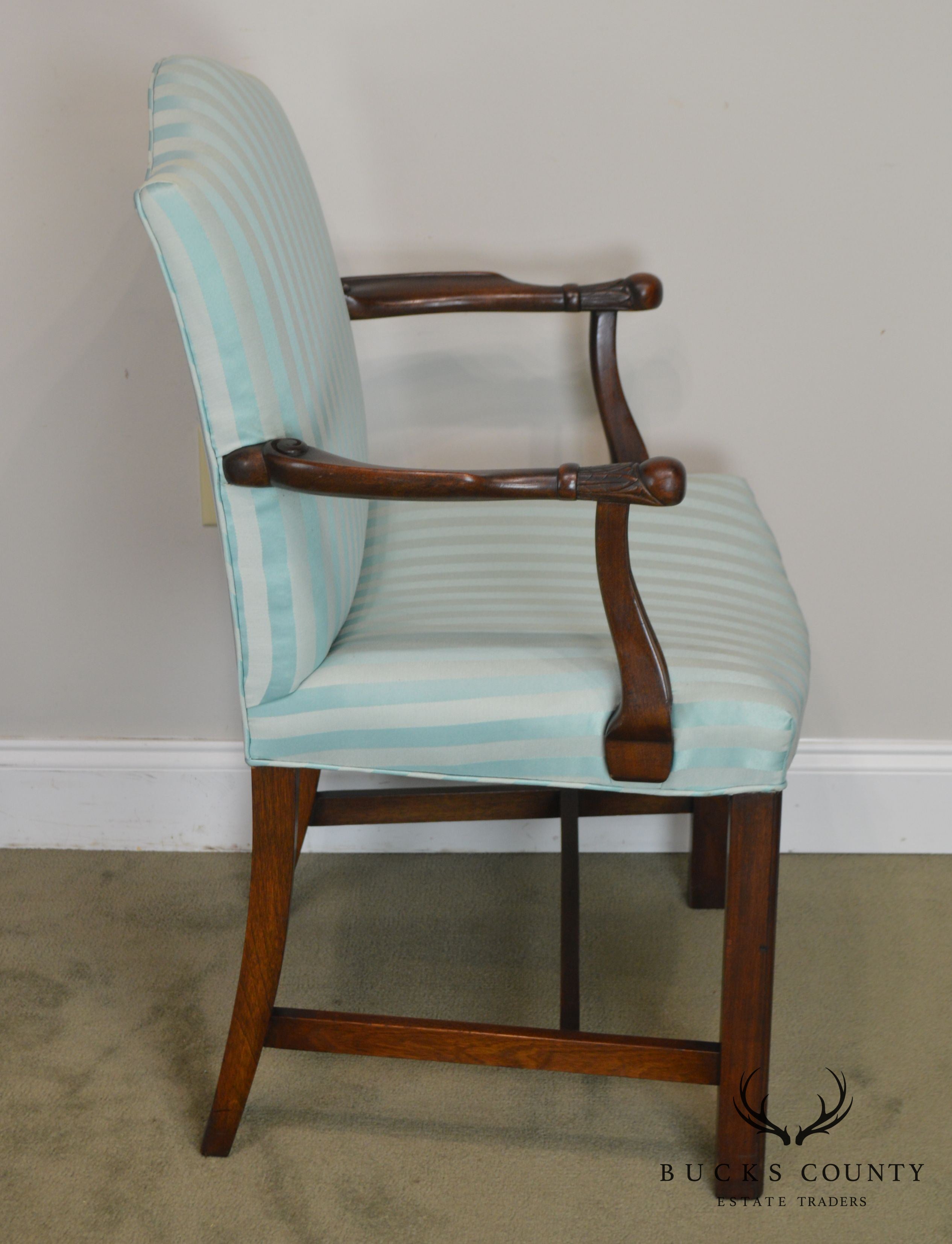 George III Style Antique Mahogany Frame Armchair