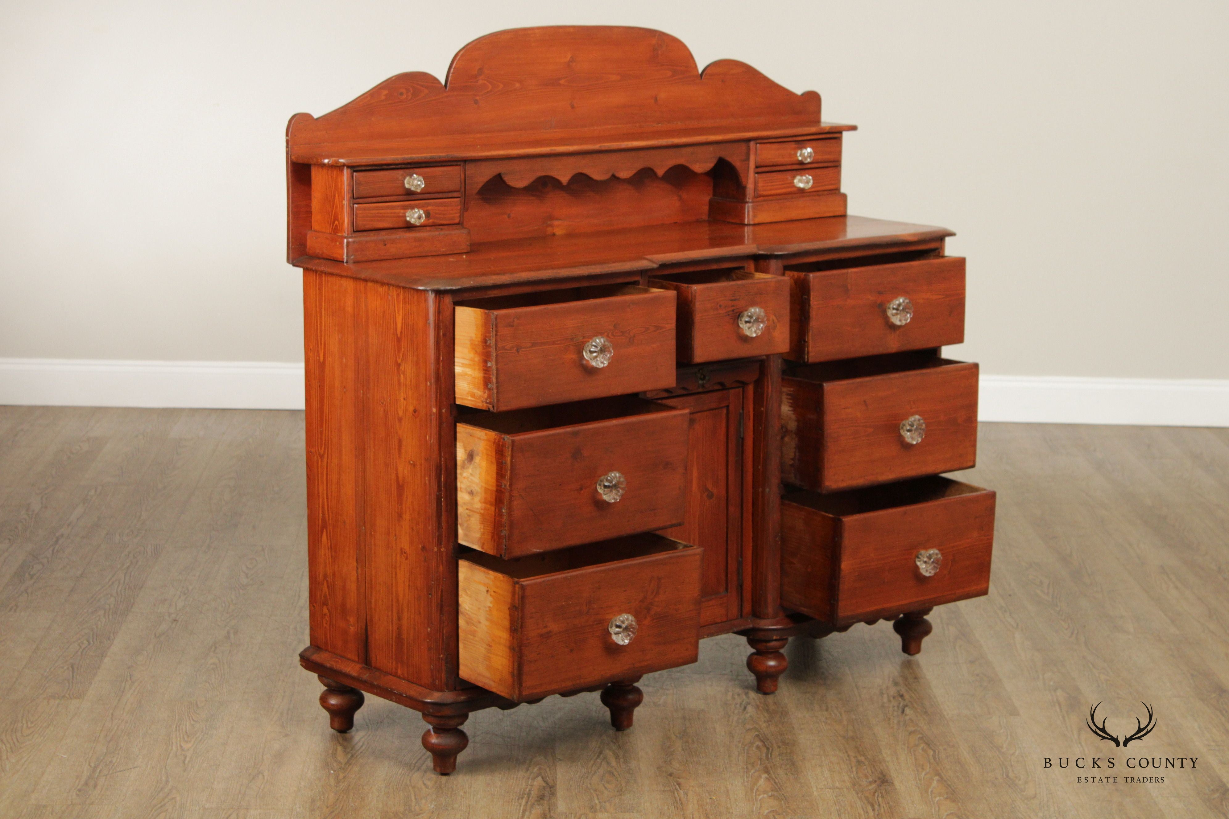 Antique English Pine Sideboard Server