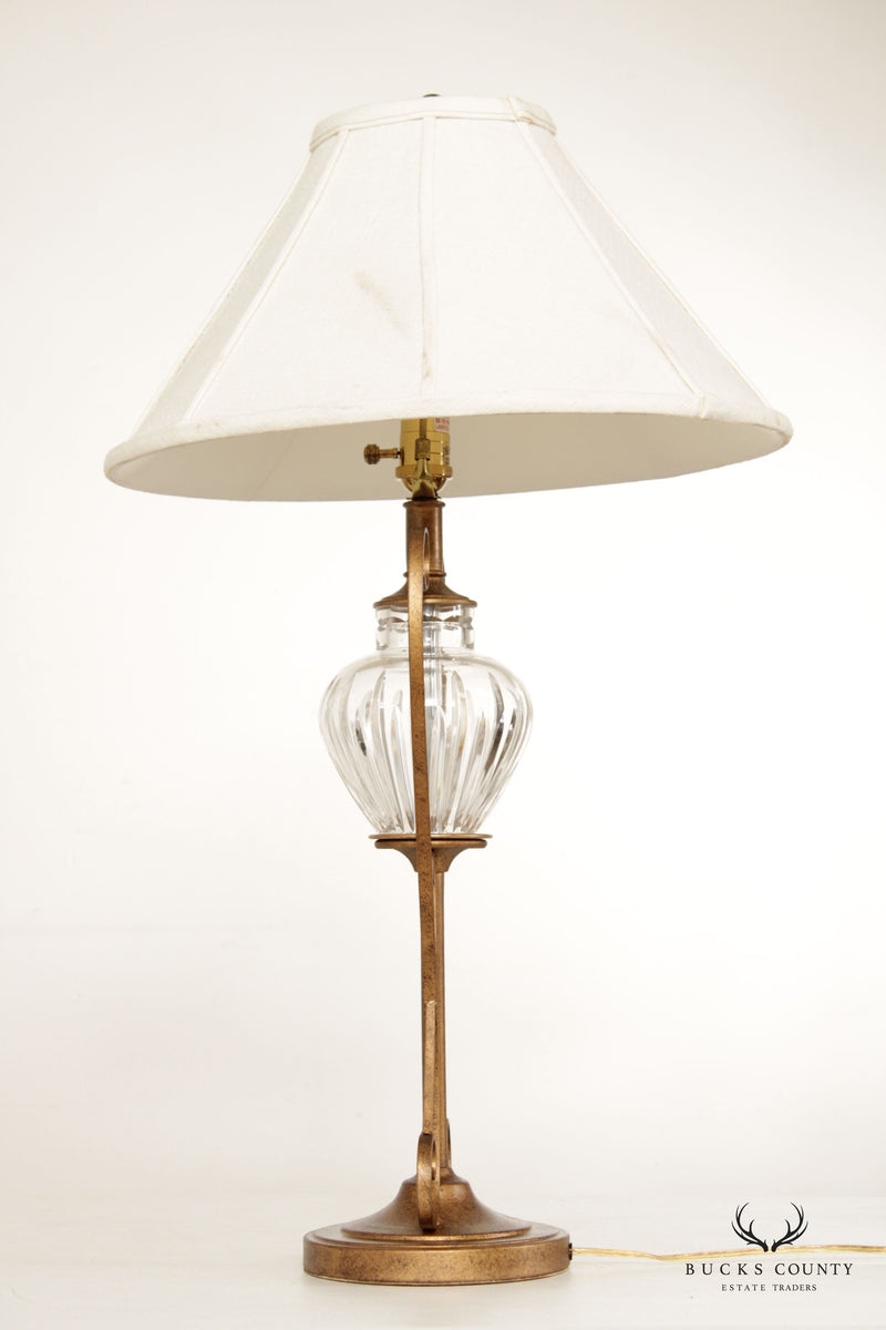 Waterford Cut Crystal Table Lamp with Silk Shade
