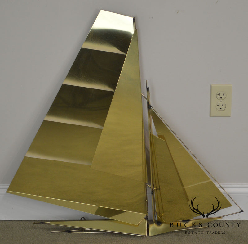 Curtis Jere Large Brass Wall Sculpture of Sailboat