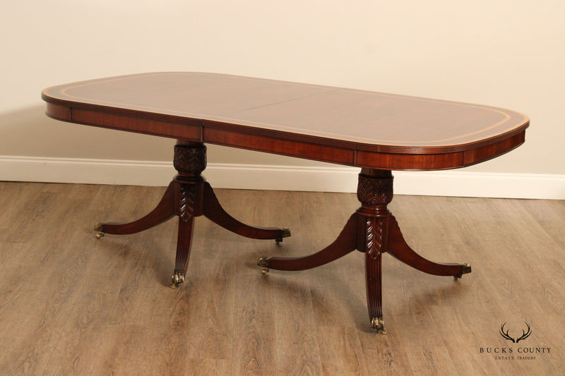 Millender English Regency Style Mahogany Double Pedestal Extendable Dining Table