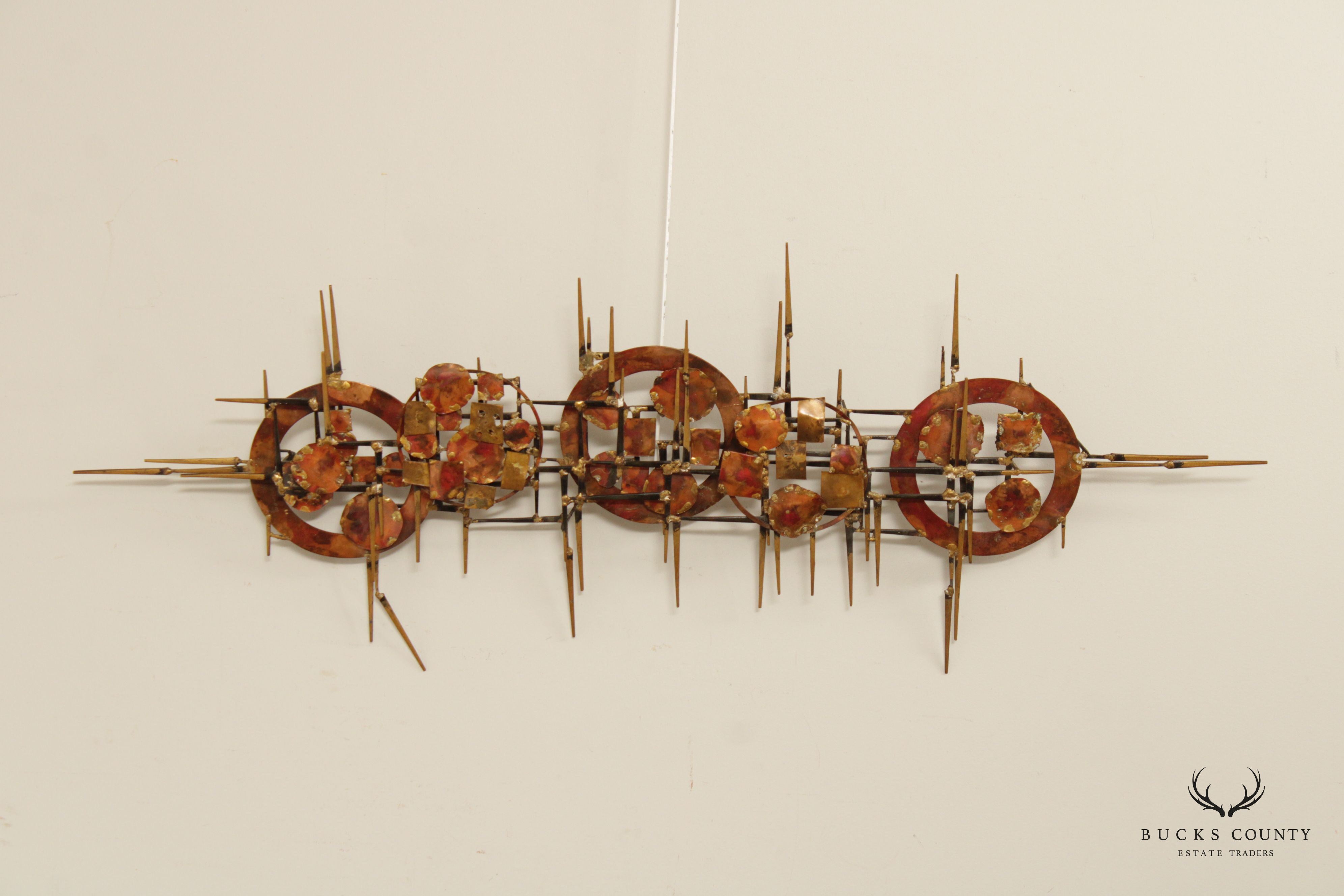 Mid Century Modern Brutalist Metal Wall Sculpture