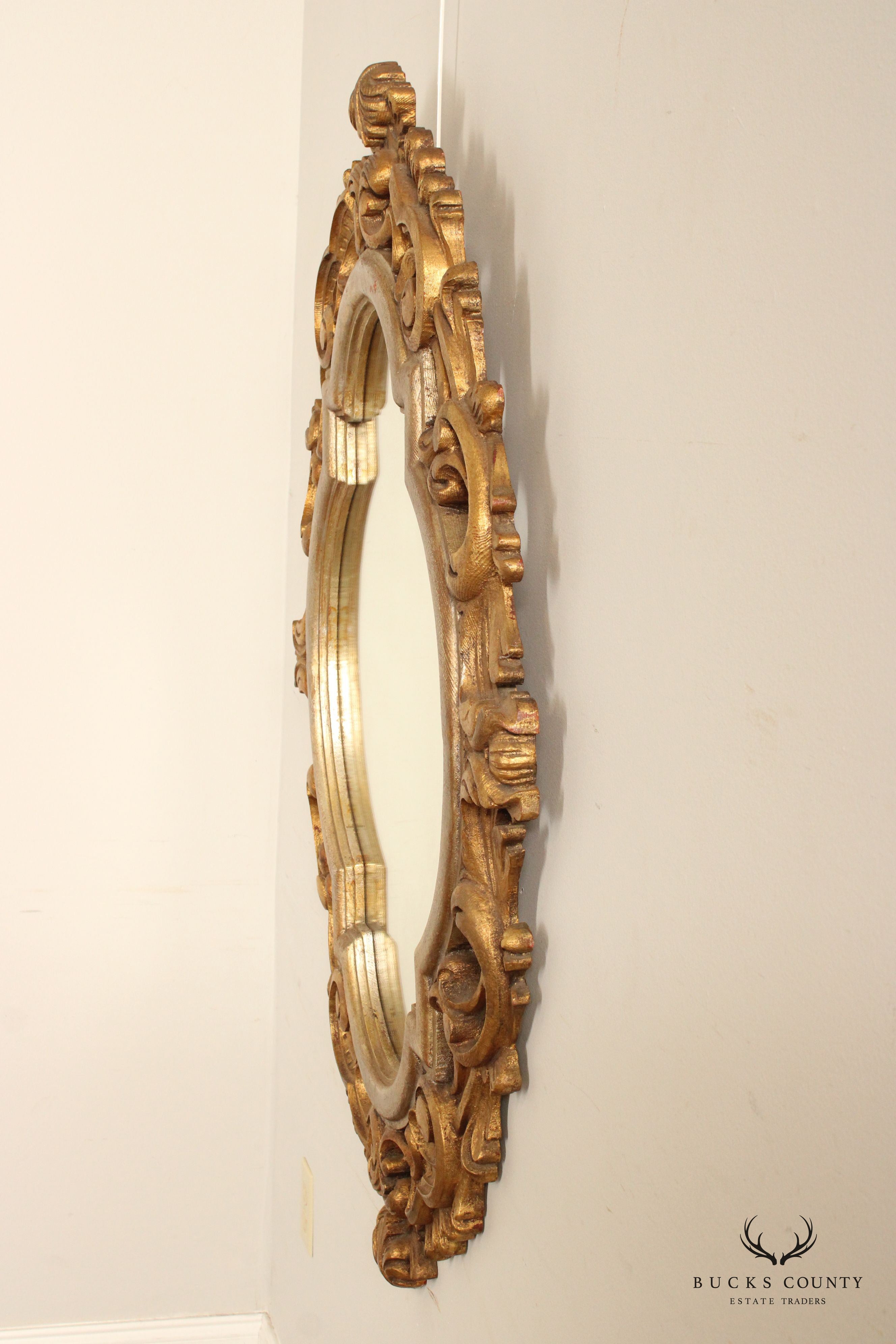 Spanish Revival Style Carved Gilt Large Wall Mirror