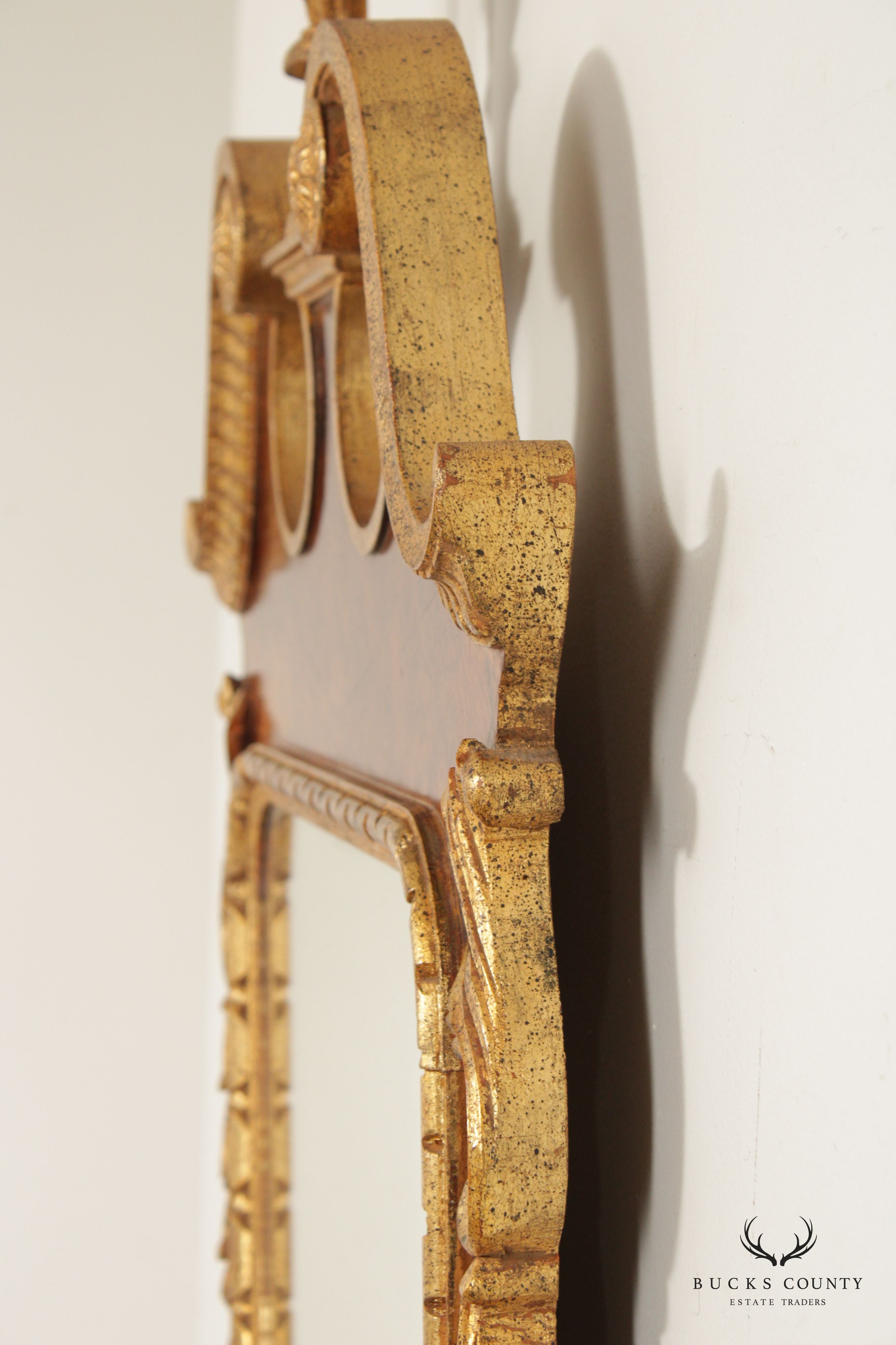 George II Style Parcel Gilt and Burl Walnut Wall Mirror