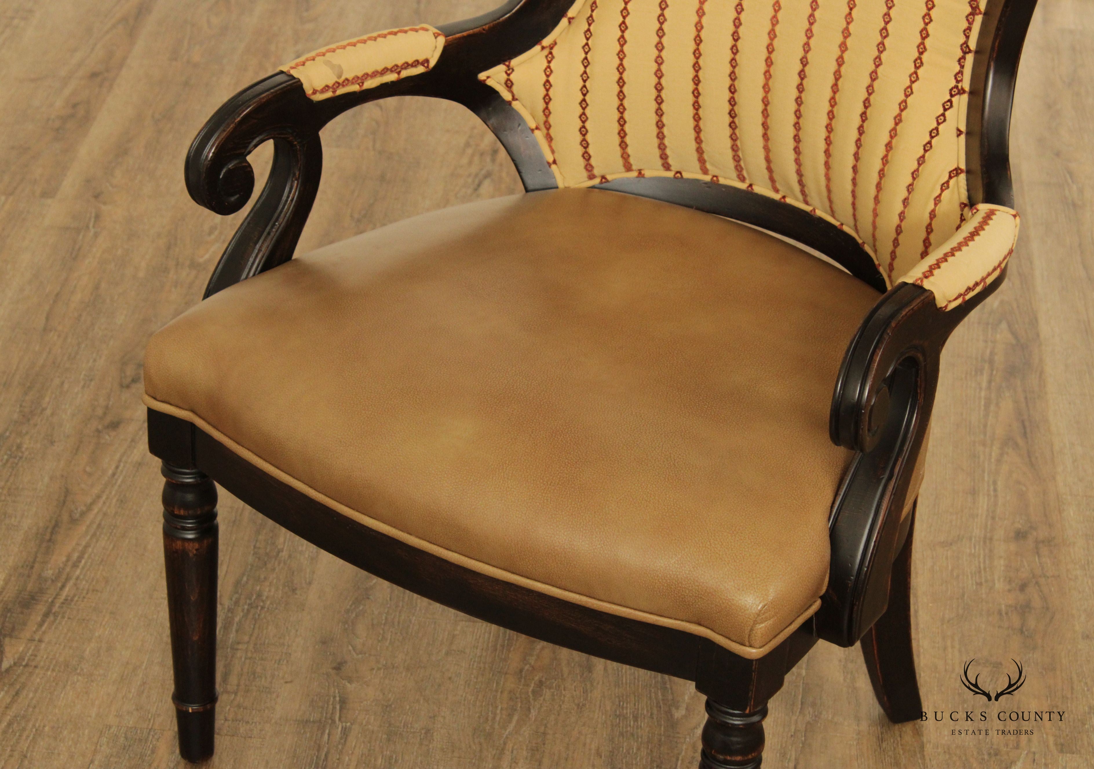 William IV Style Carved Oak Spoonback Fauteuil Armchair