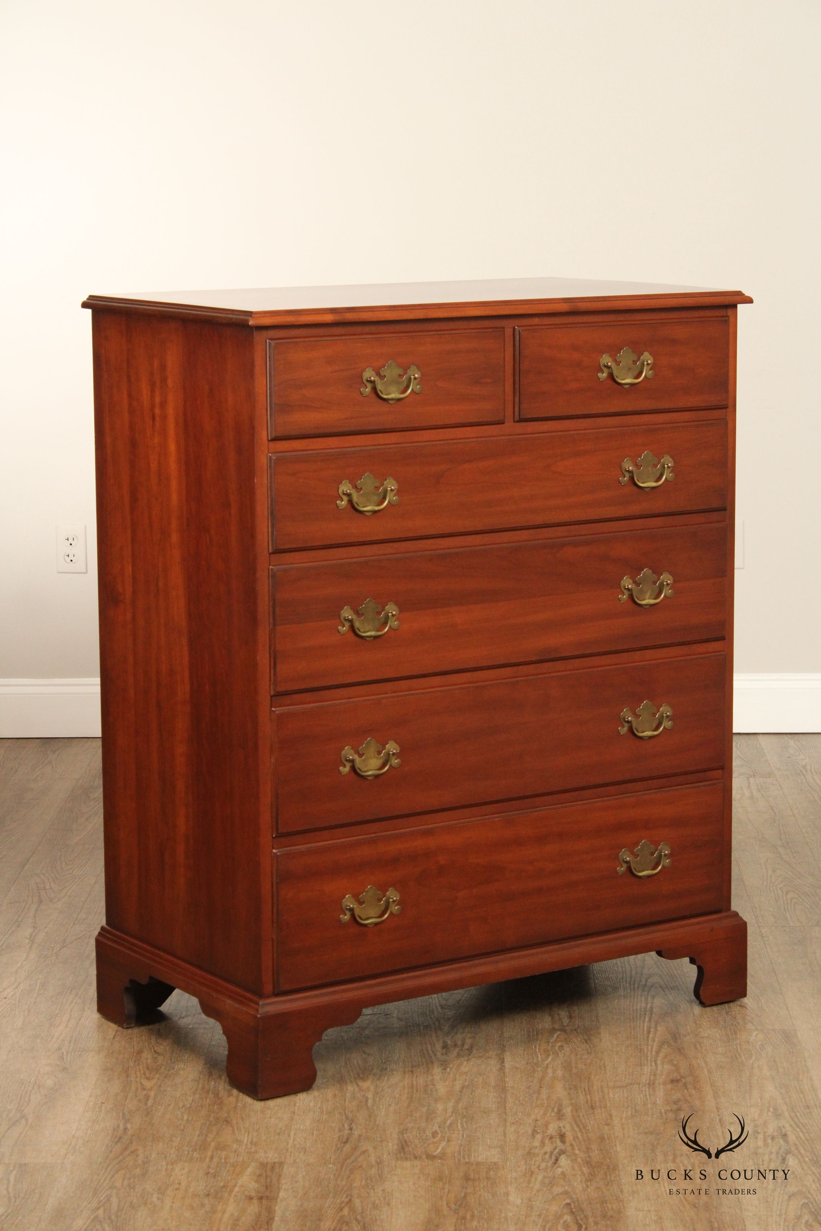 HENKEL HARRIS CHIPPENDALE STYLE CHERRY HIGH CHEST OF DRAWERS