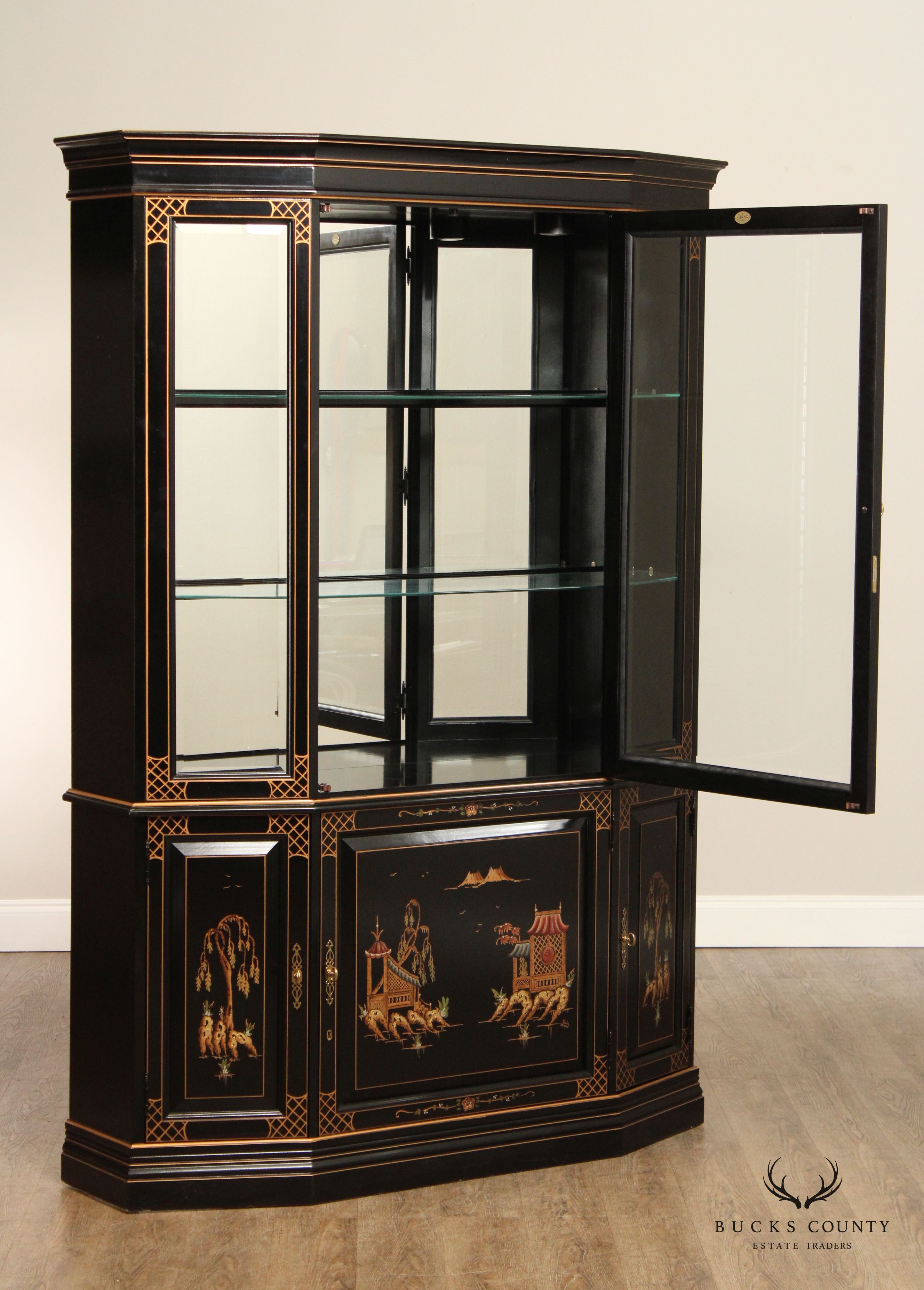 Jasper Cabinet Chinoiserie Decorated China Display Case