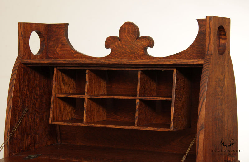 Arts & Crafts Antique Oak Drop Front Desk