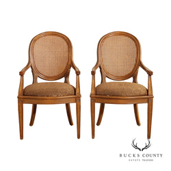 Kreiss Oval Cane Back Regency Style Pair Armchairs