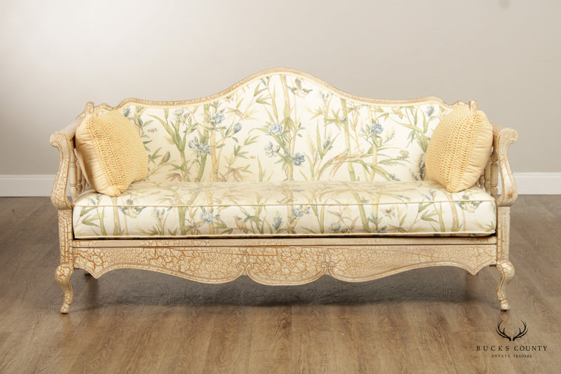 Robb And Stucky French Country Style Crackle Painted Wood Frame Sofa
