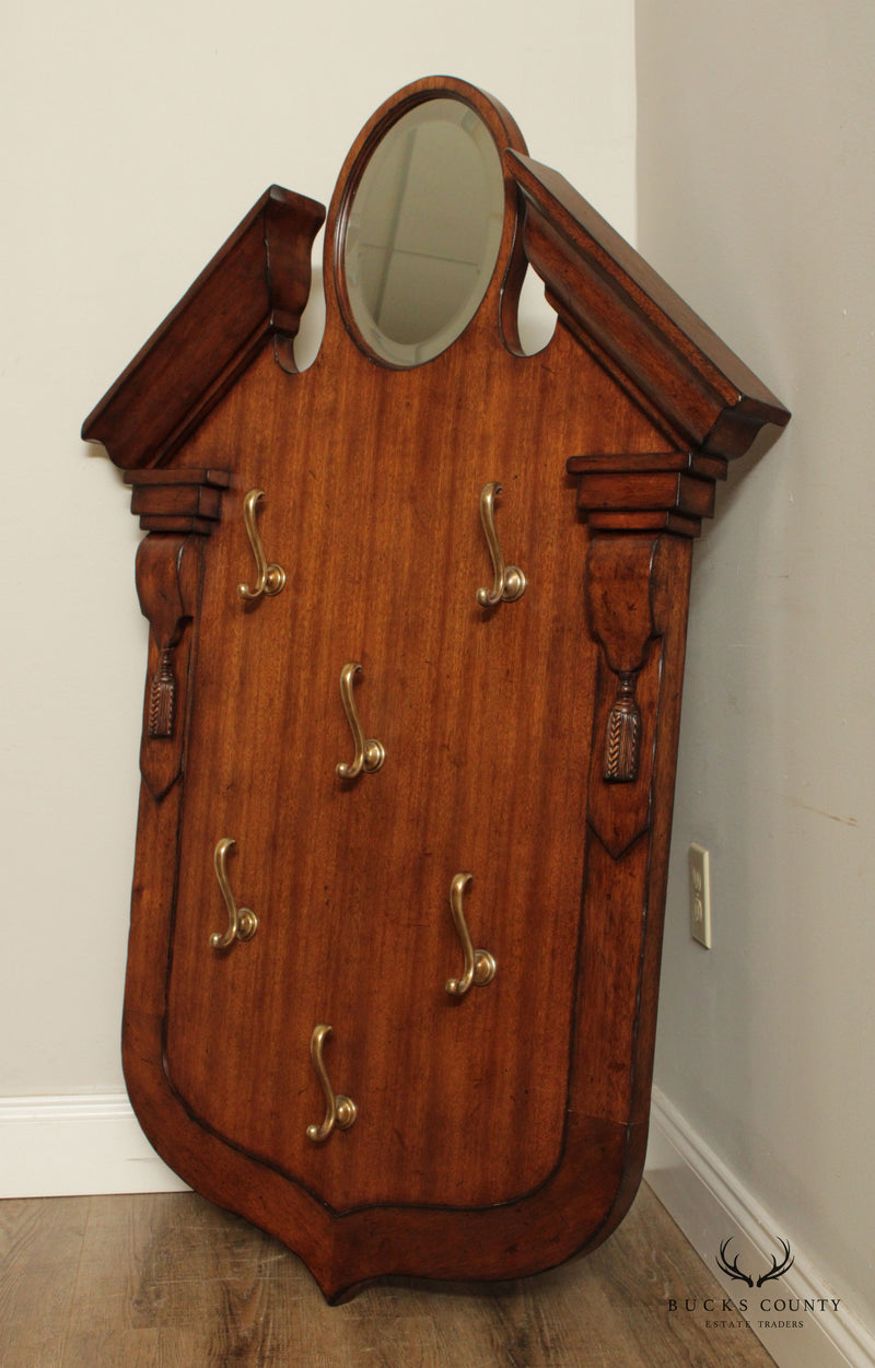 Neoclassical Style Carved Wood Wall-Hanging Hat Rack