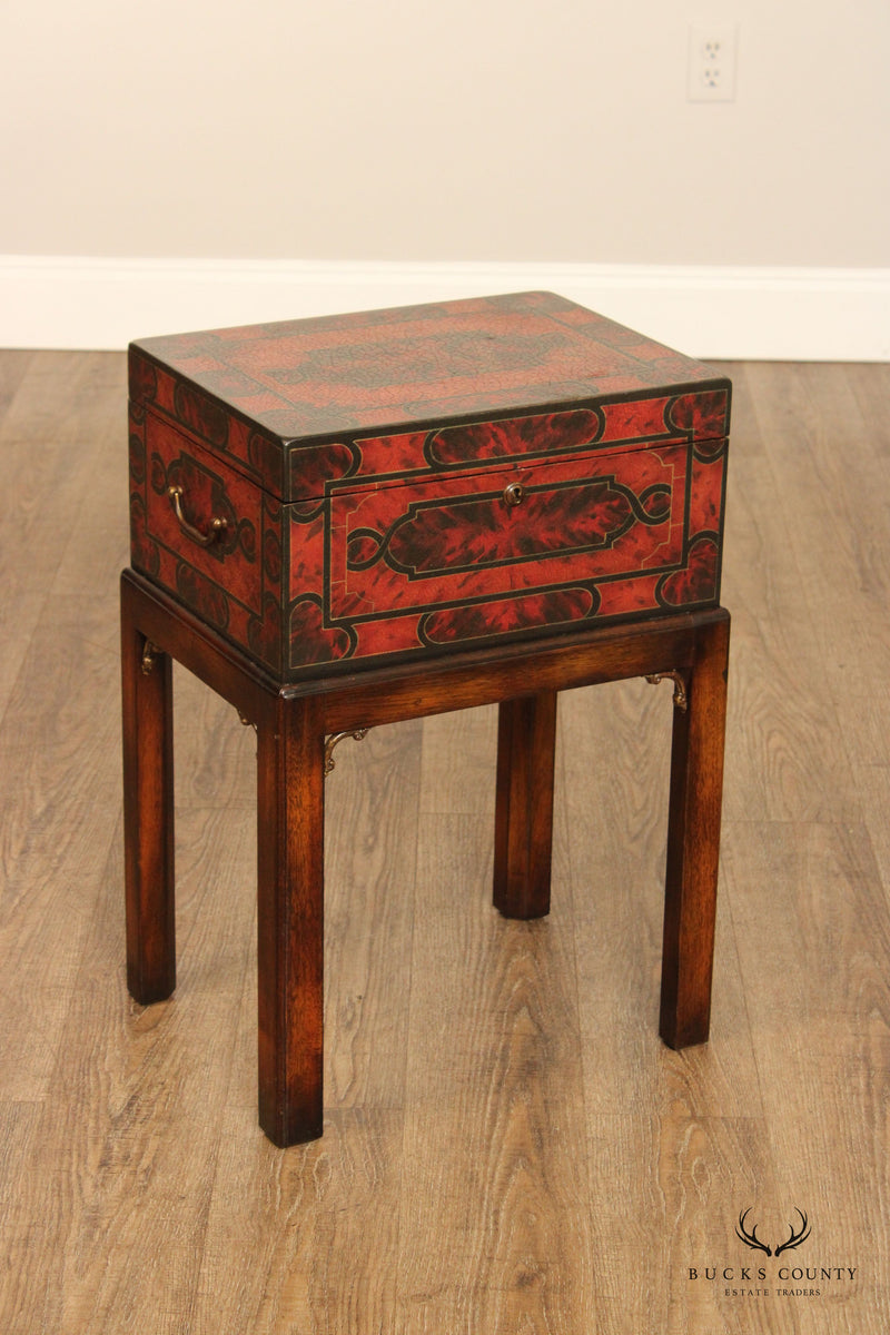 Maitland Smith Georgian Style Lacquered Chest on Stand