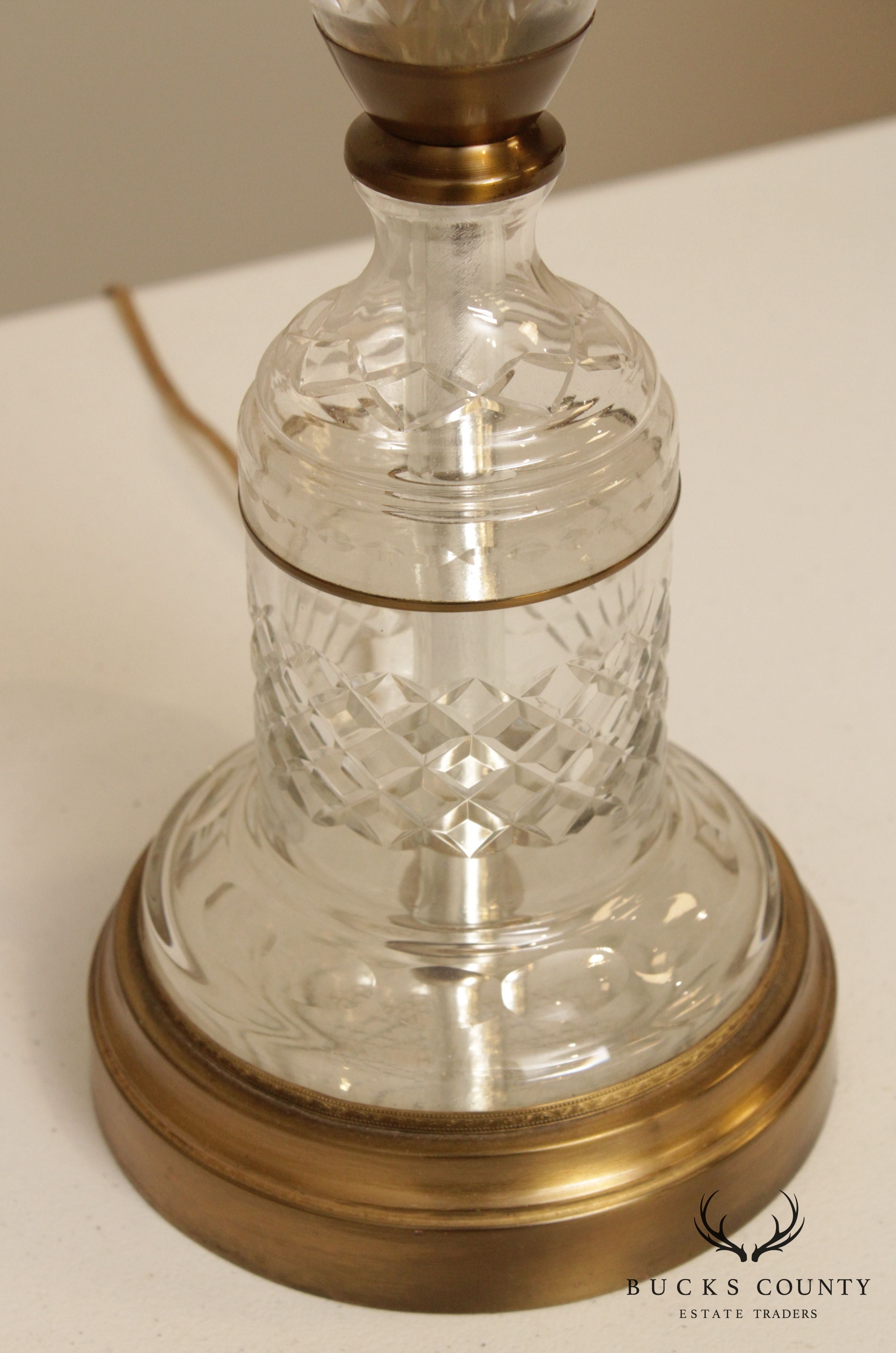 Vintage Etched Glass Lamp with Shade