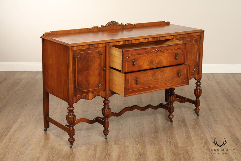 Red Lion Table Co. William And Mary Style 1930's Vintage Walnut Sideboard