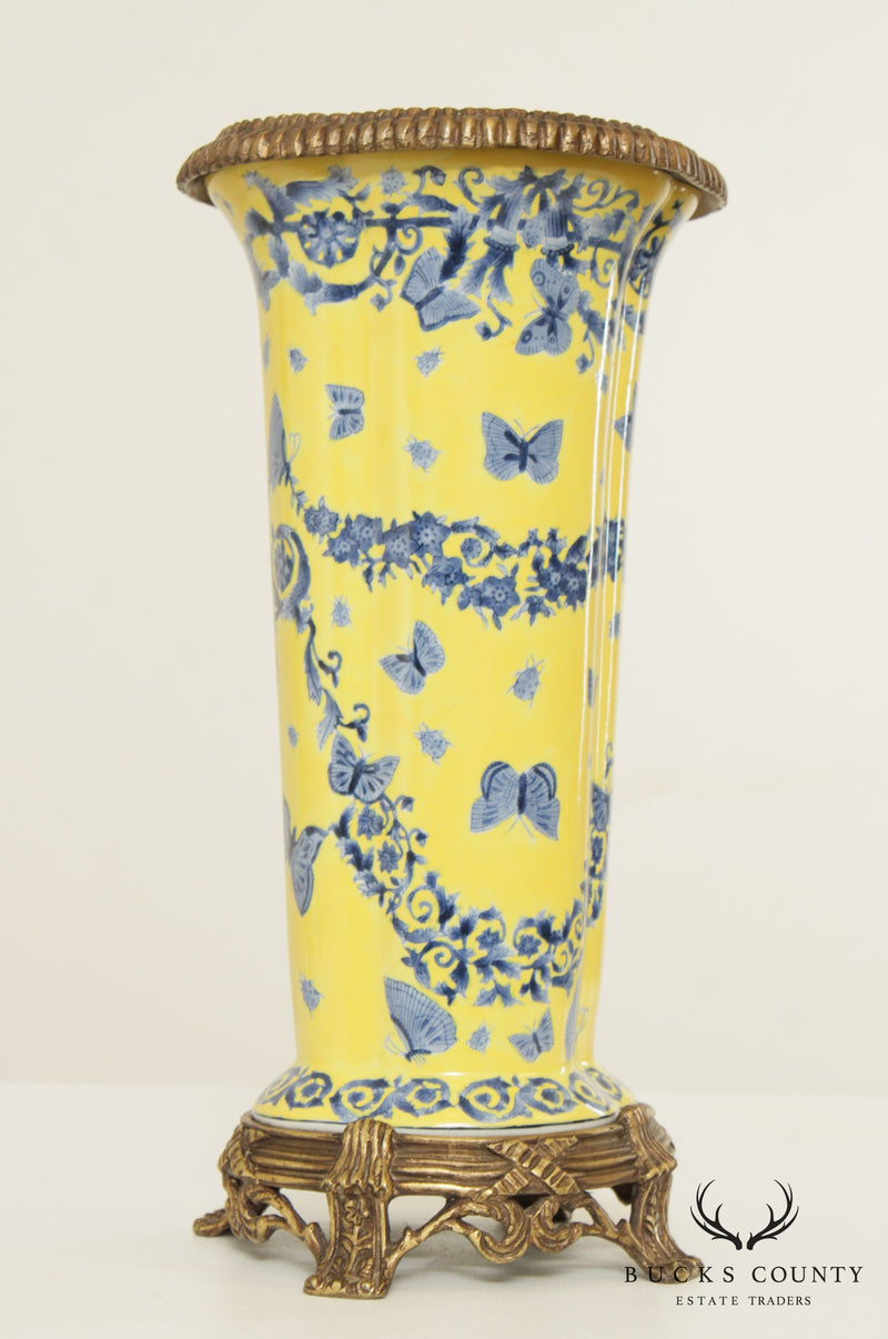 Chinese Brass Mounted Porcelain Vase