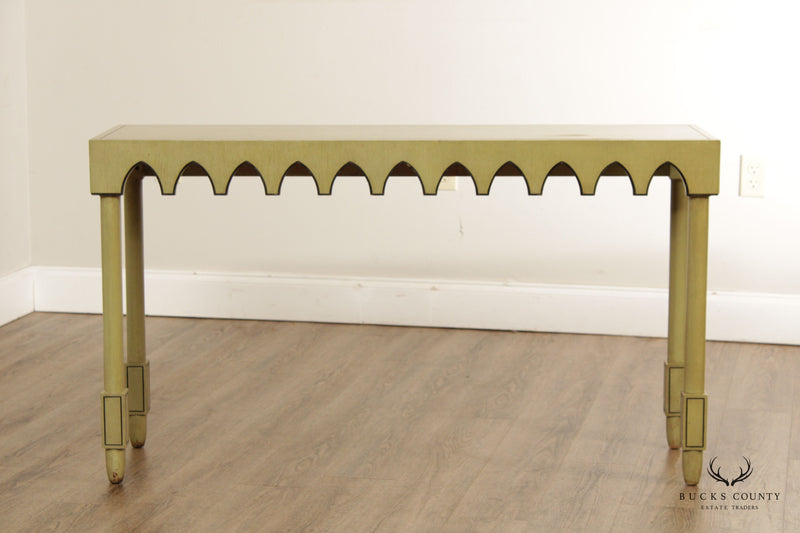 Hollywood Regency 1960's Vintage Celadon Painted Console Table