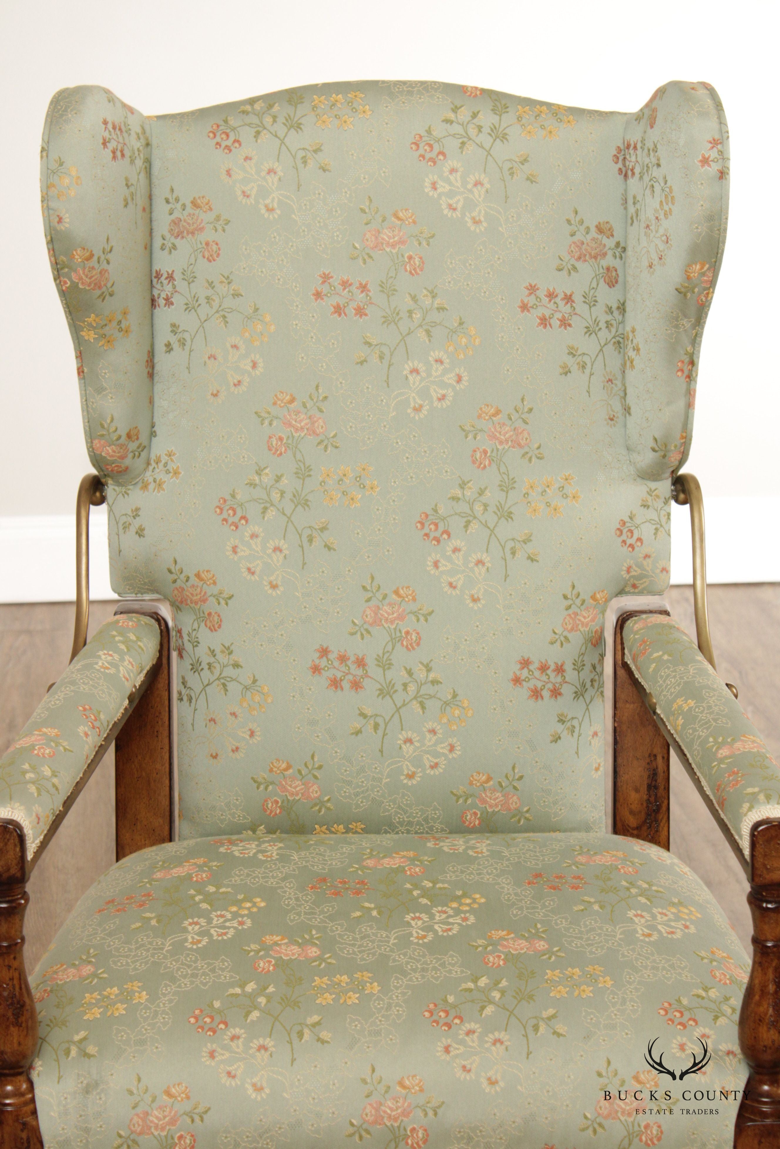 Jacobean Style Reclining Wingback Armchair