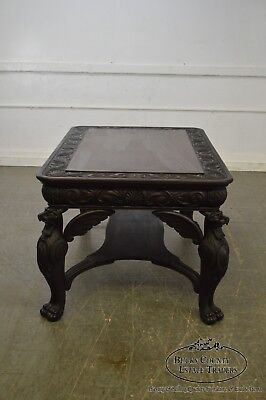 Horner Antique Carved Standing Winged Griffin Library Table Desk