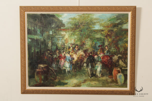 Joan Camo Sentis Spanish Equestrian Scene Original Oil Painting