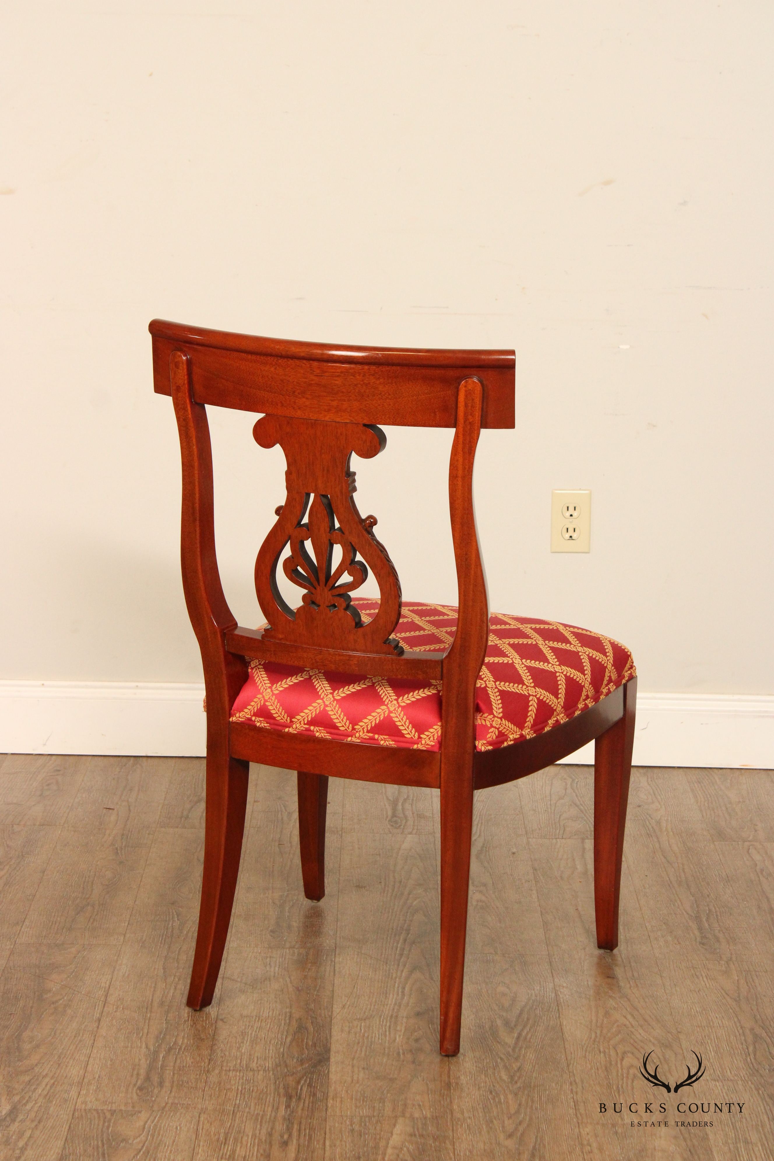 Kindel Neoclassical Style Set of Eight Mahogany Dining Chairs