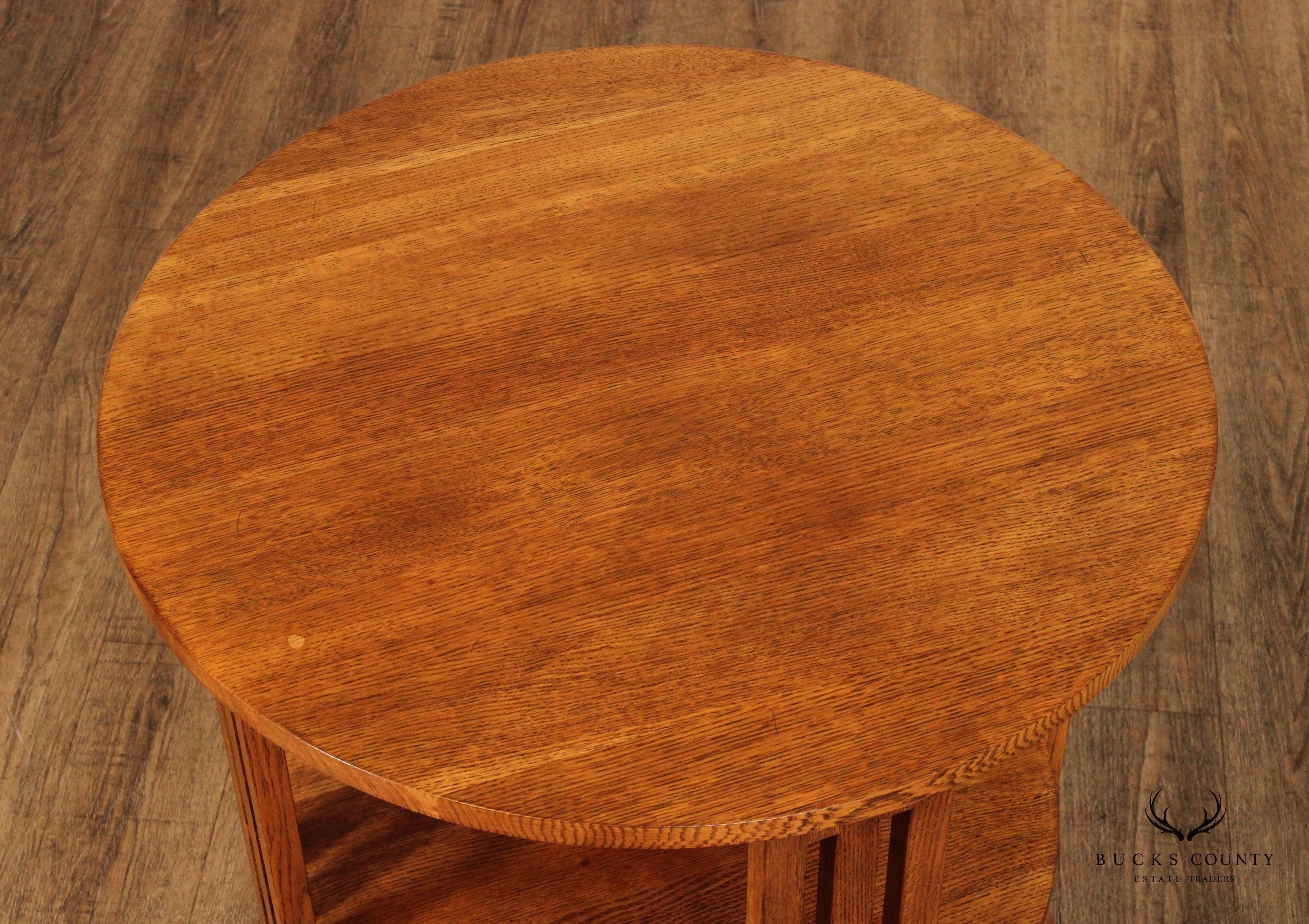 Stickley Mission Collection Oak Two-Tier Round Table