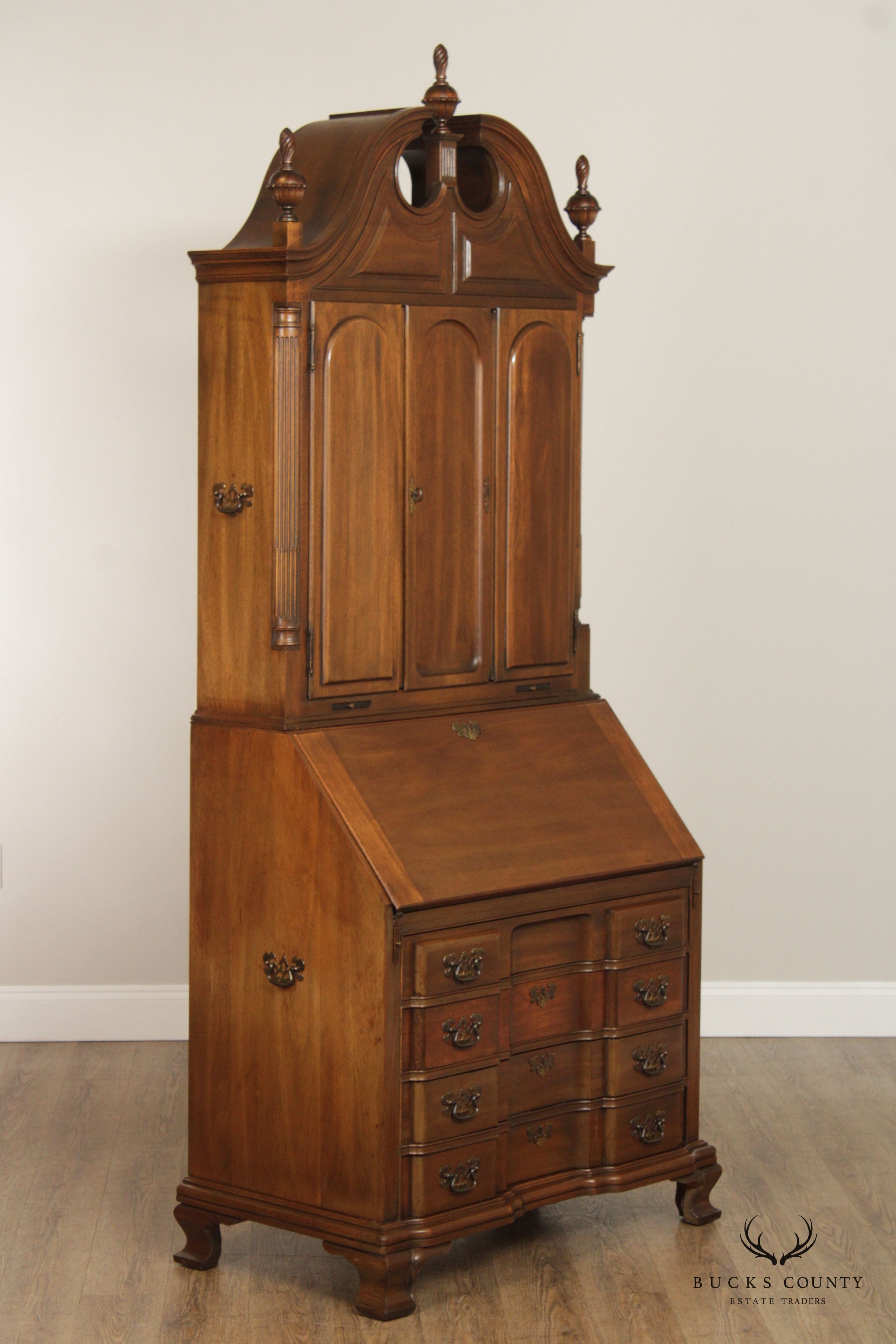 Maddox Chippendale Style Mahogany Secretary Desk Bookcase