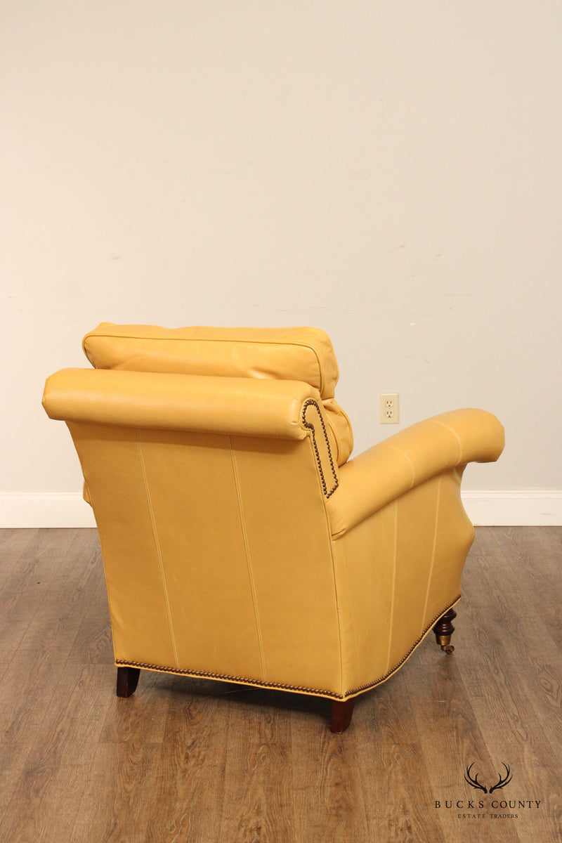 Wesley Hall English Regency Style Pair of Leather Lounge Chairs