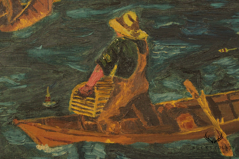 Paul Guida Original Fisherman Harbor Oil Painting