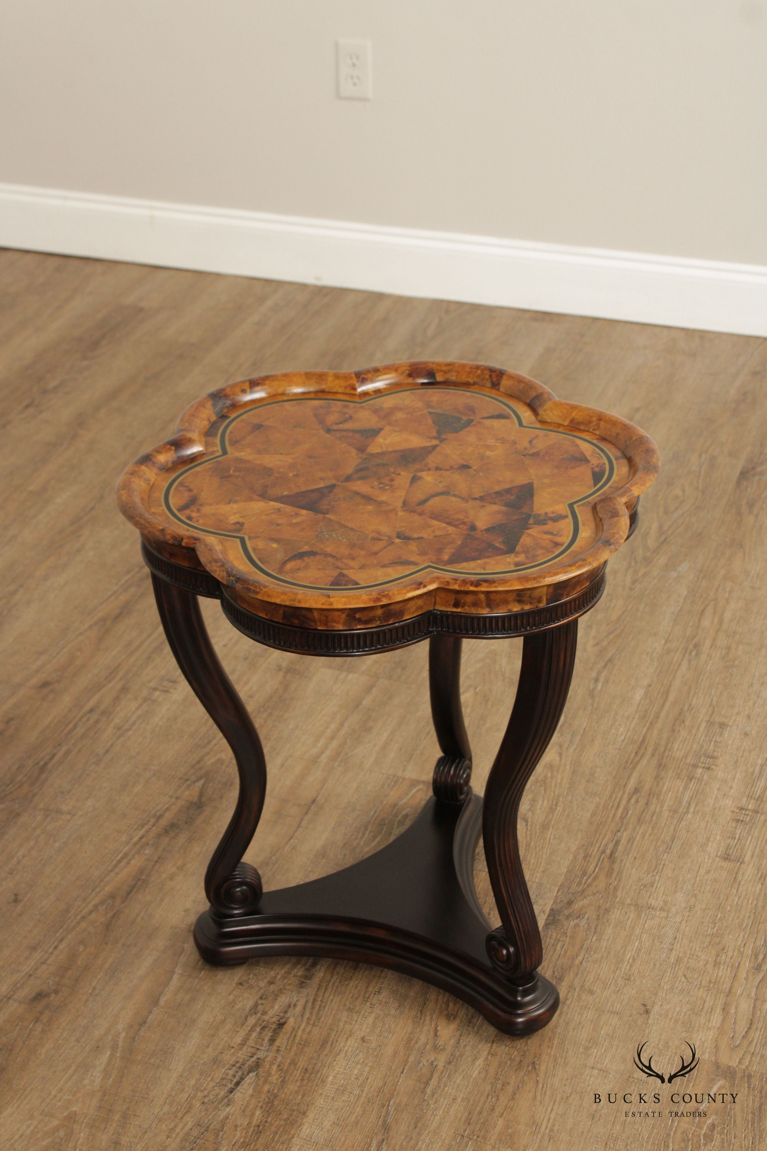 Empire Style Mahogany and Faux Tortoise Shell Side Table