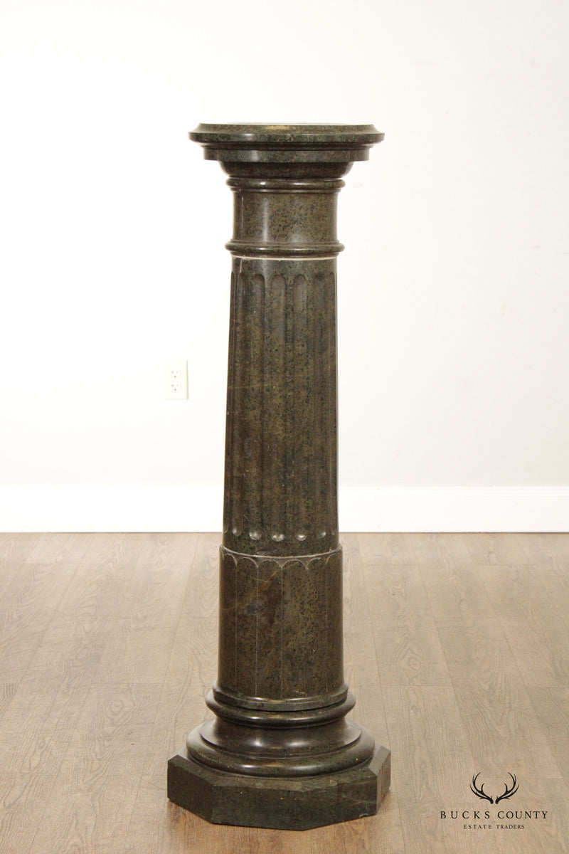 Italian Verde Marble Columnar Pedestal