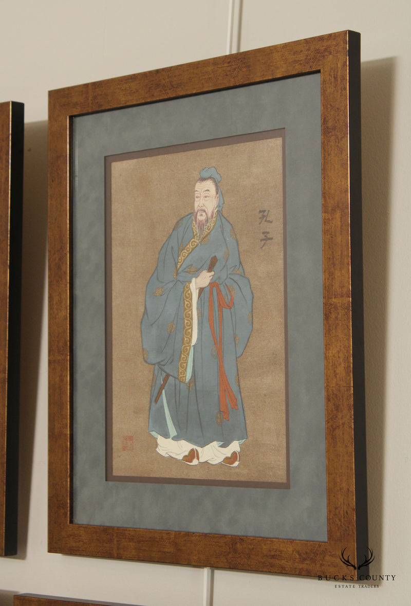 Vintage Chinese Ancestral Portraits Set of 4 Paintings