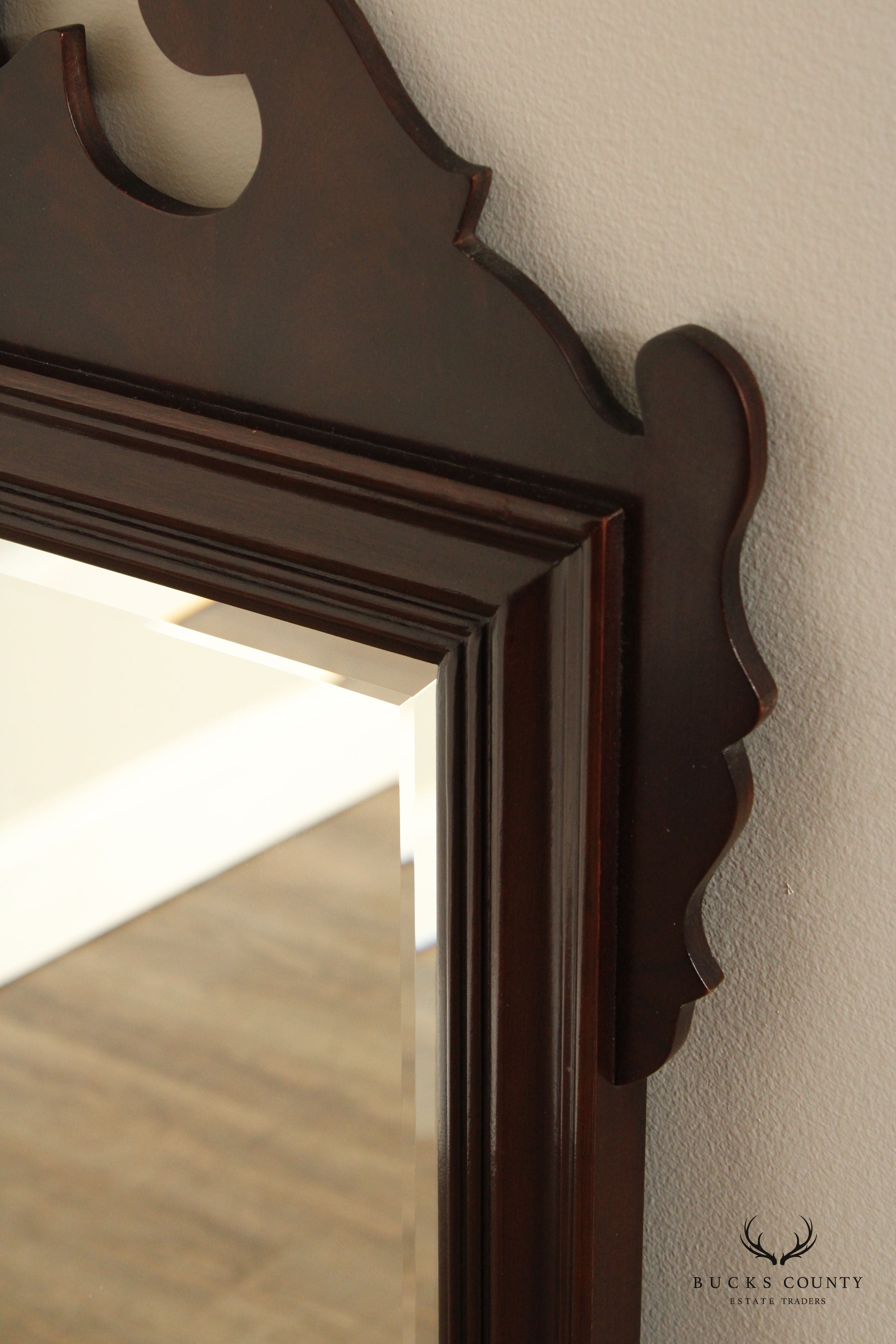 Councill Craftsmen Chippendale Style Mahogany Beveled Wall Mirror