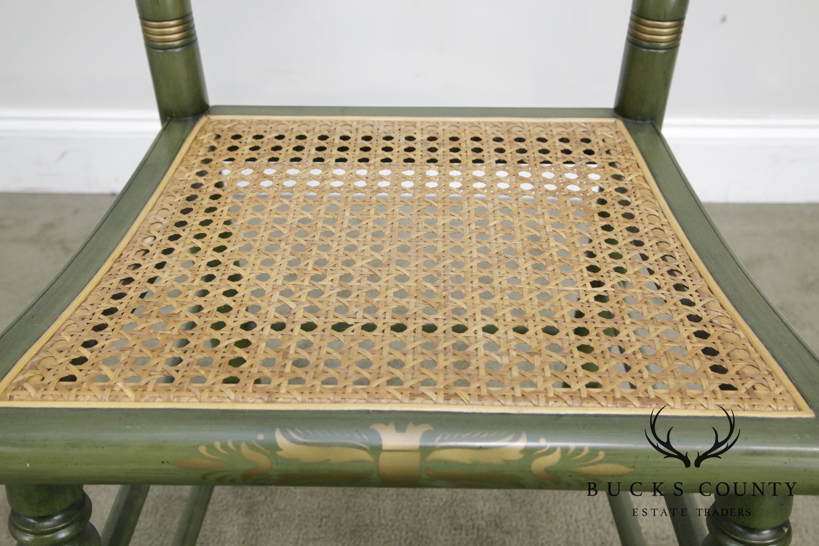 Hitchcock Green Painted George Washington Mount Vernon Cane Seat Side Chair (B)