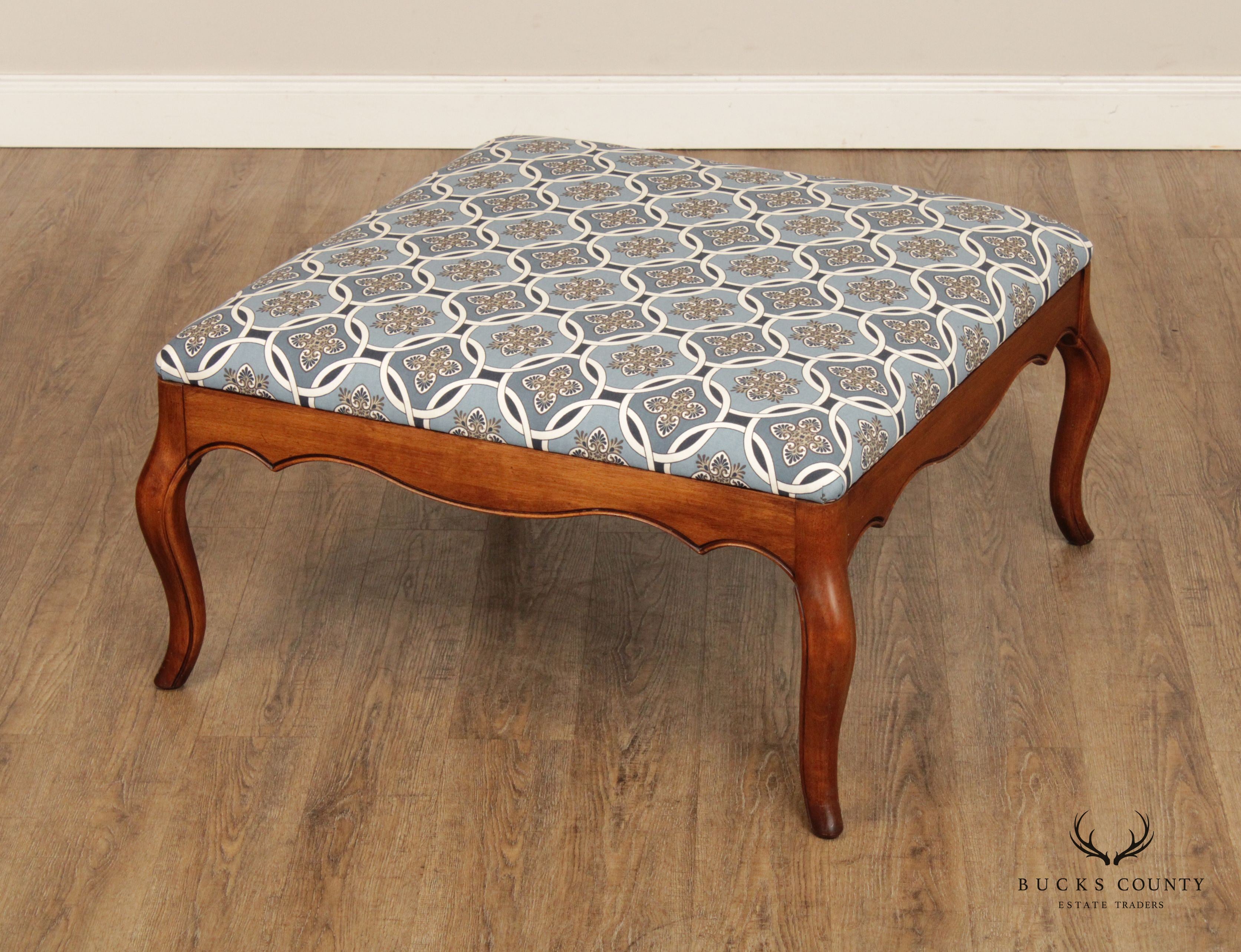 French Country Style Square Upholstered Ottoman