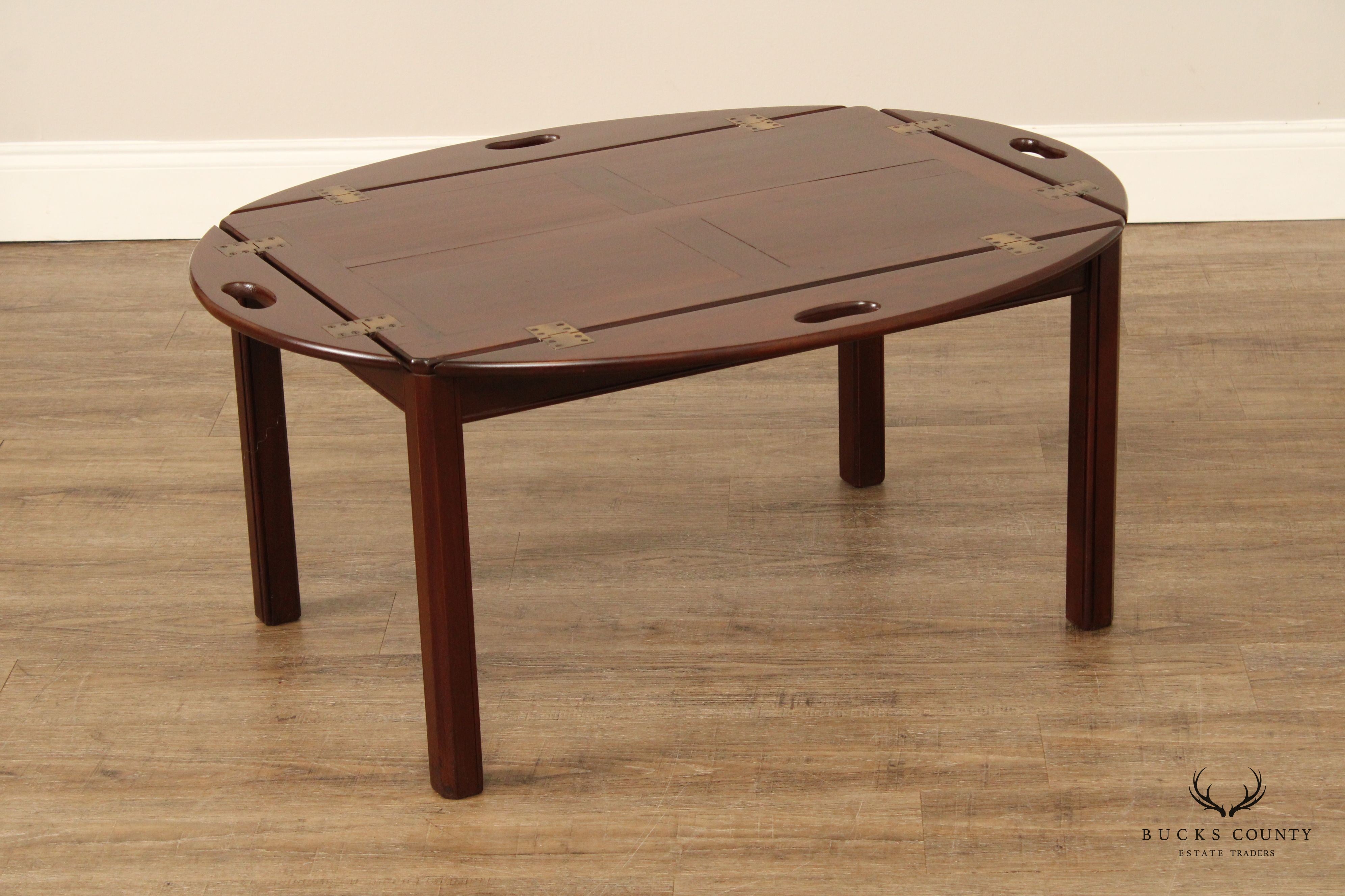 Biggs Chippendale Style Mahogany Butler's Tray Coffee Table