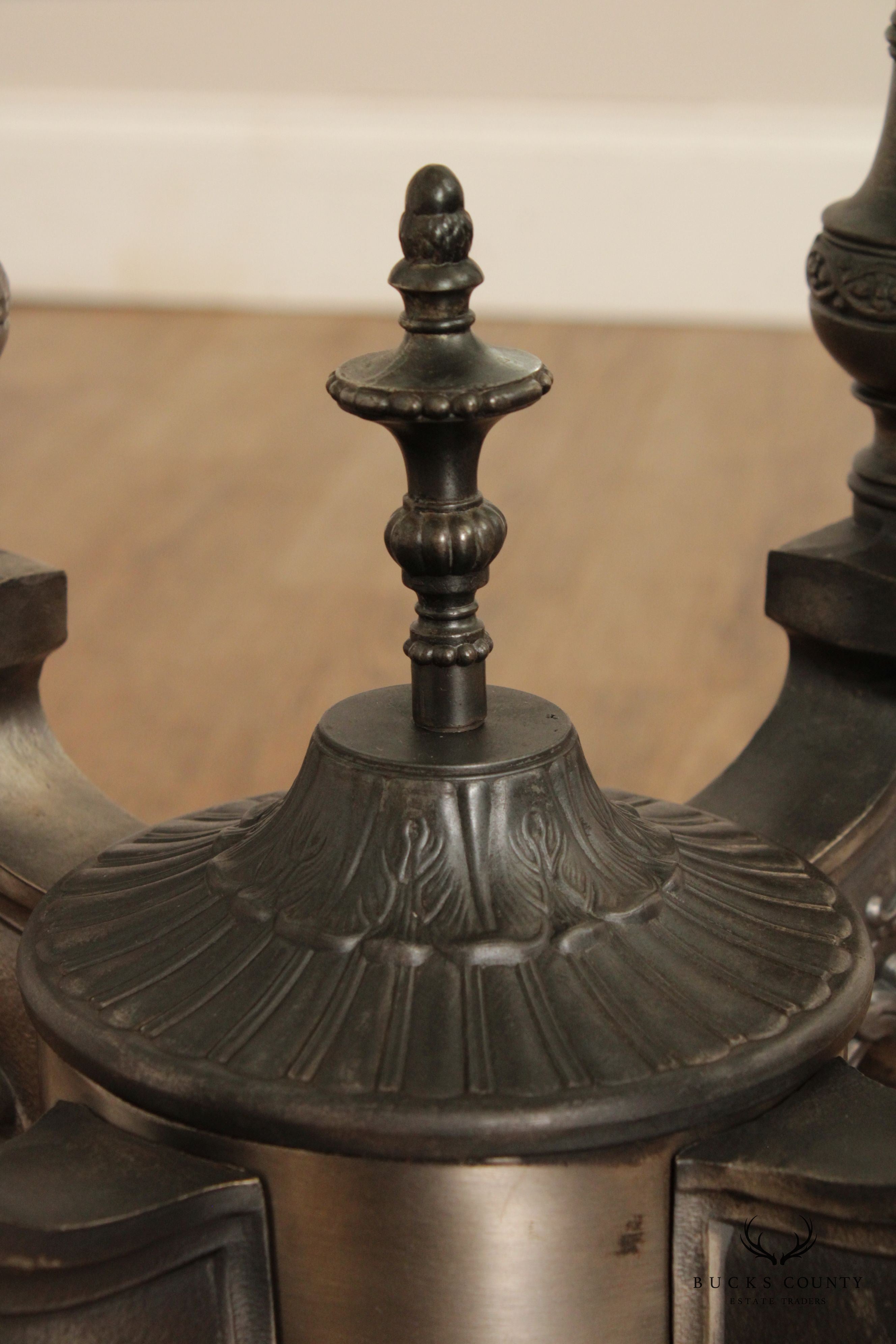 Victorian Style Pair of Cast Metal Glass-Top Coffee Tables