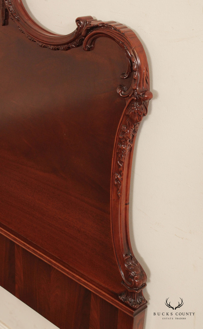 Vintage Chinese Chippendale Carved Mahogany Full-Size Bed