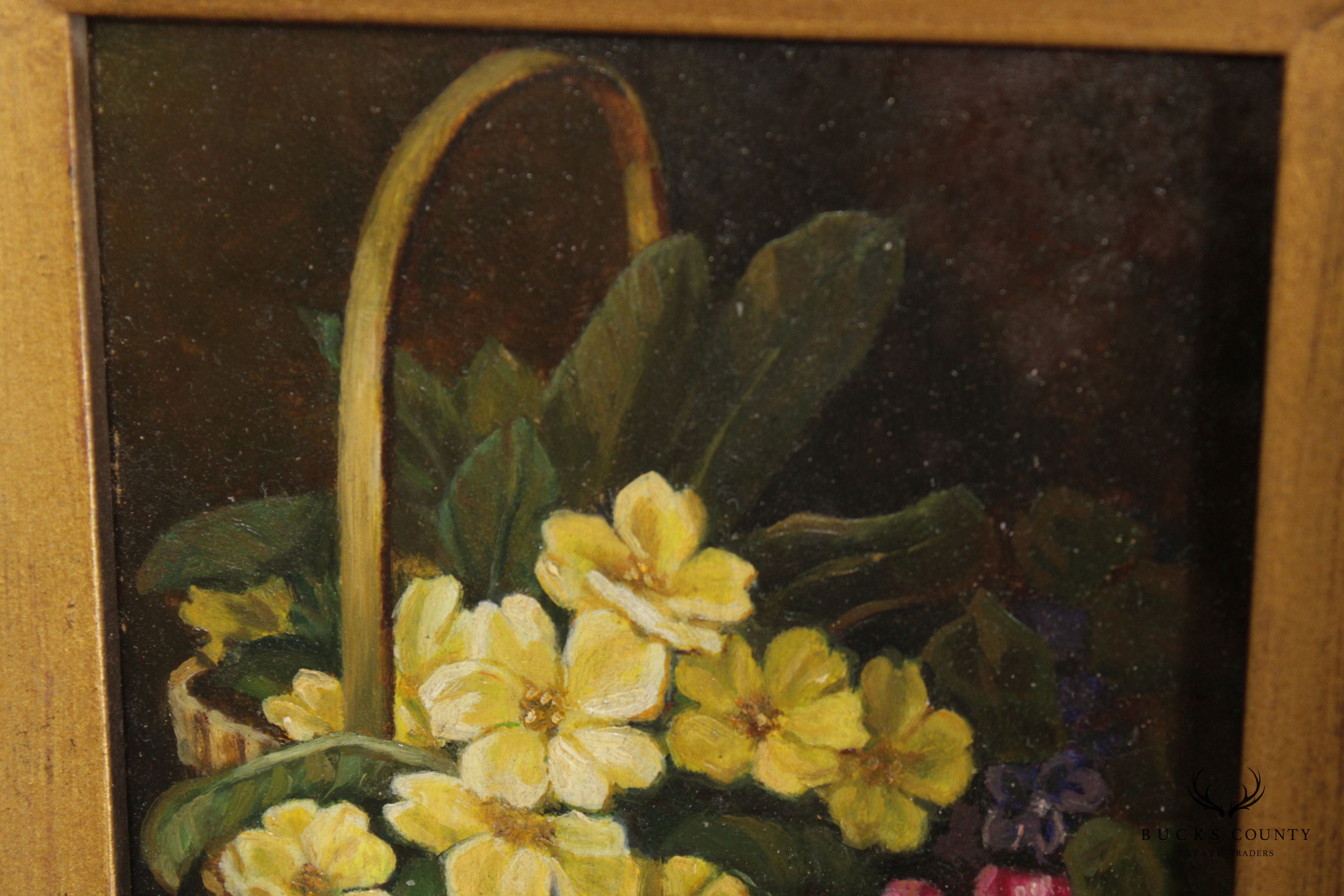 Traditional Floral Still Life Oil on Board, Signed 'Margaret'