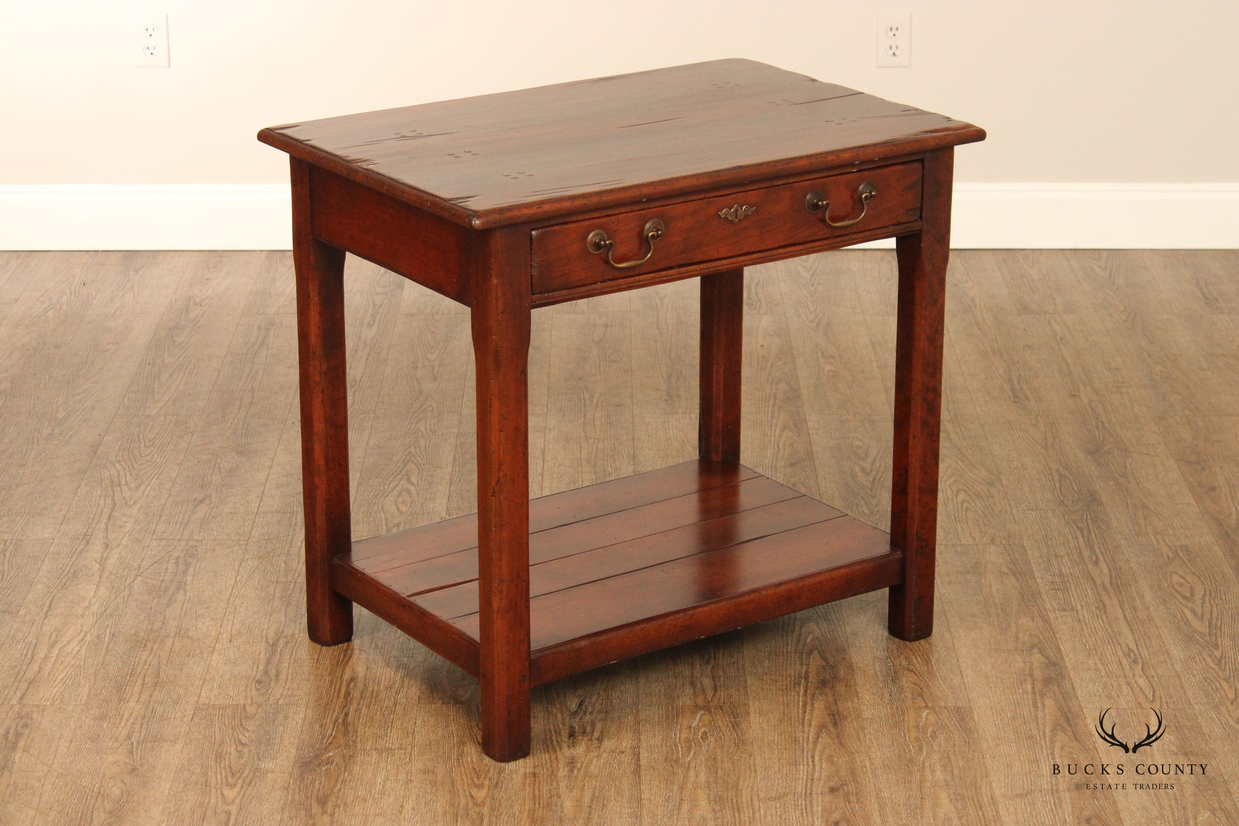 Rustic Chippendale Style One Drawer Two-Tier Work Table