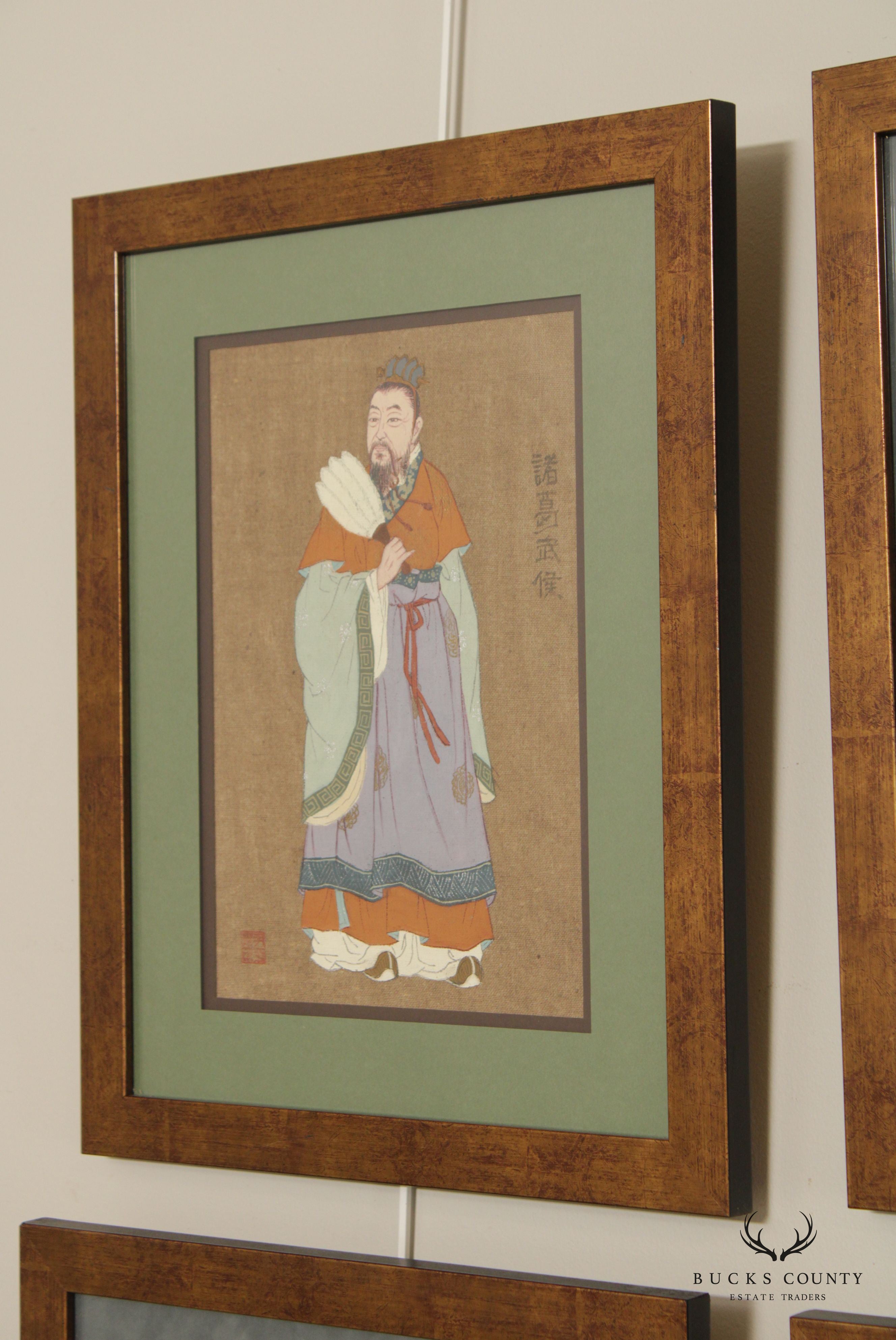 Vintage Chinese Ancestral Portraits Set of 4 Paintings