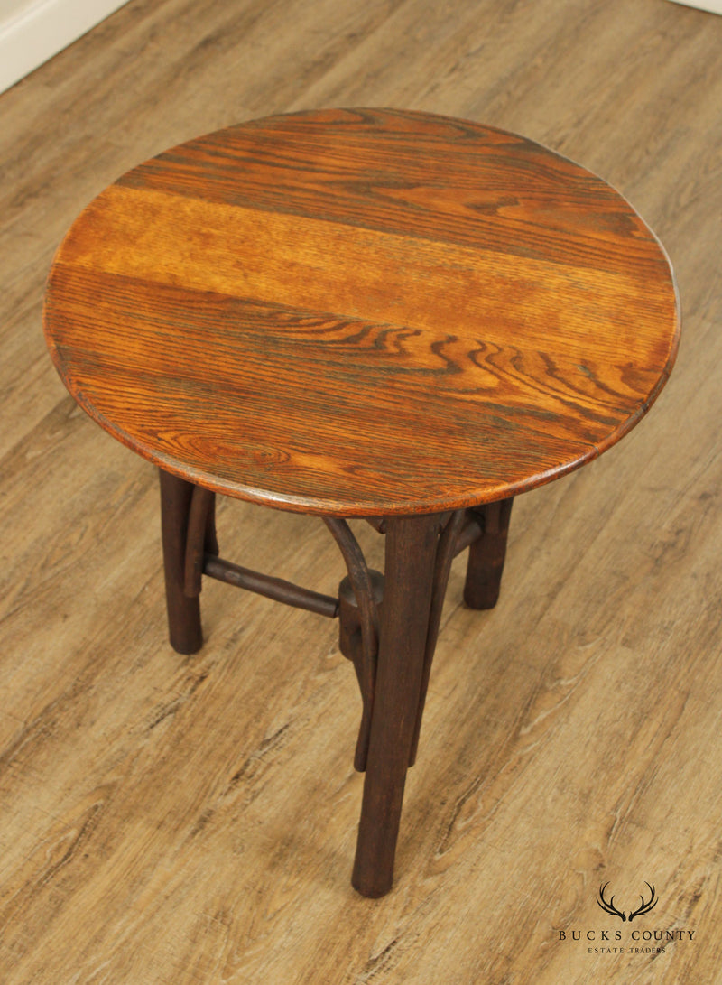 Vintage Old Hickory Adirondack Style Oak and Hickory Round Table