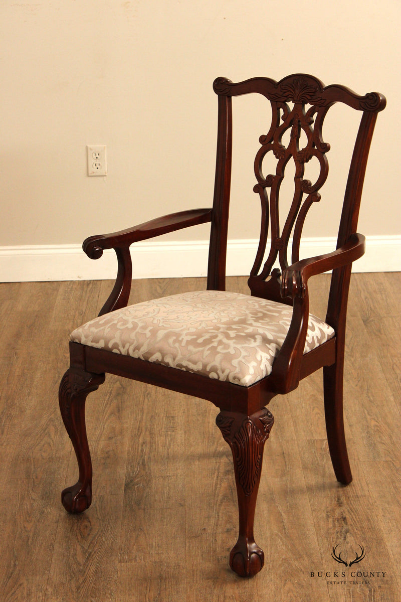 ETHAN ALLEN CHIPPENDALE STYLE SET OF TWELVE '18TH CENTURY MAHOGANY' DINING CHAIRS