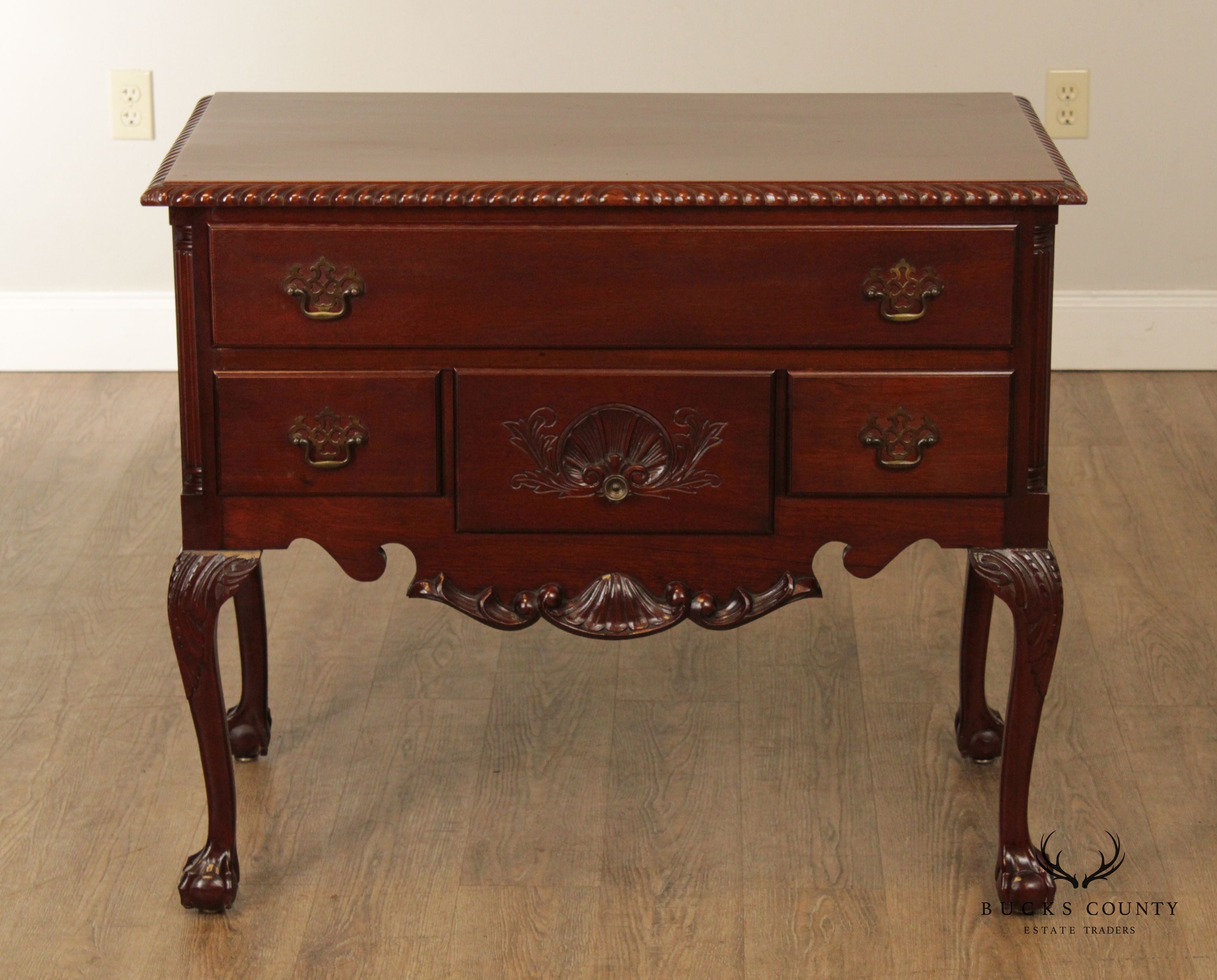 Vintage Chippendale Style Mahogany Ball and Claw Lowboy