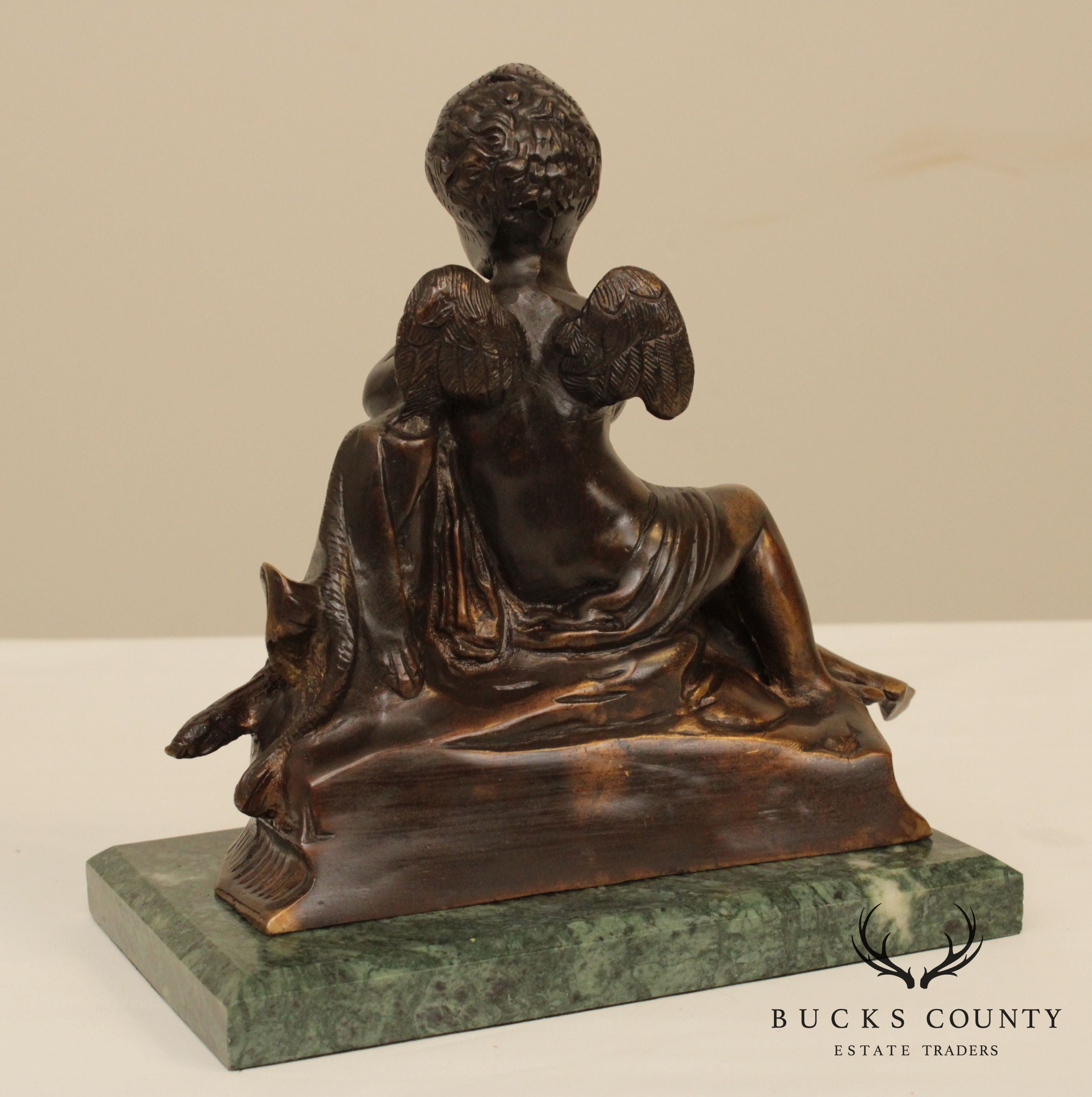 Small Bronze Renaissance Style Statue, Marble Base