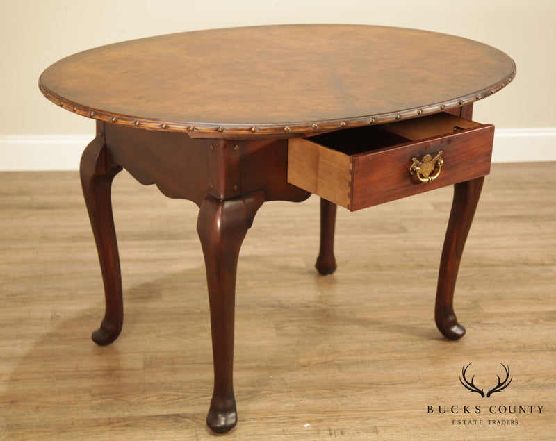 Ralph Lauren Mahogany George III Style Oval Leather Top Library Table (B)